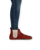 Back view Burgundy Suede Chelsea Boots - Calf Leather Handcrafted | Bespoky