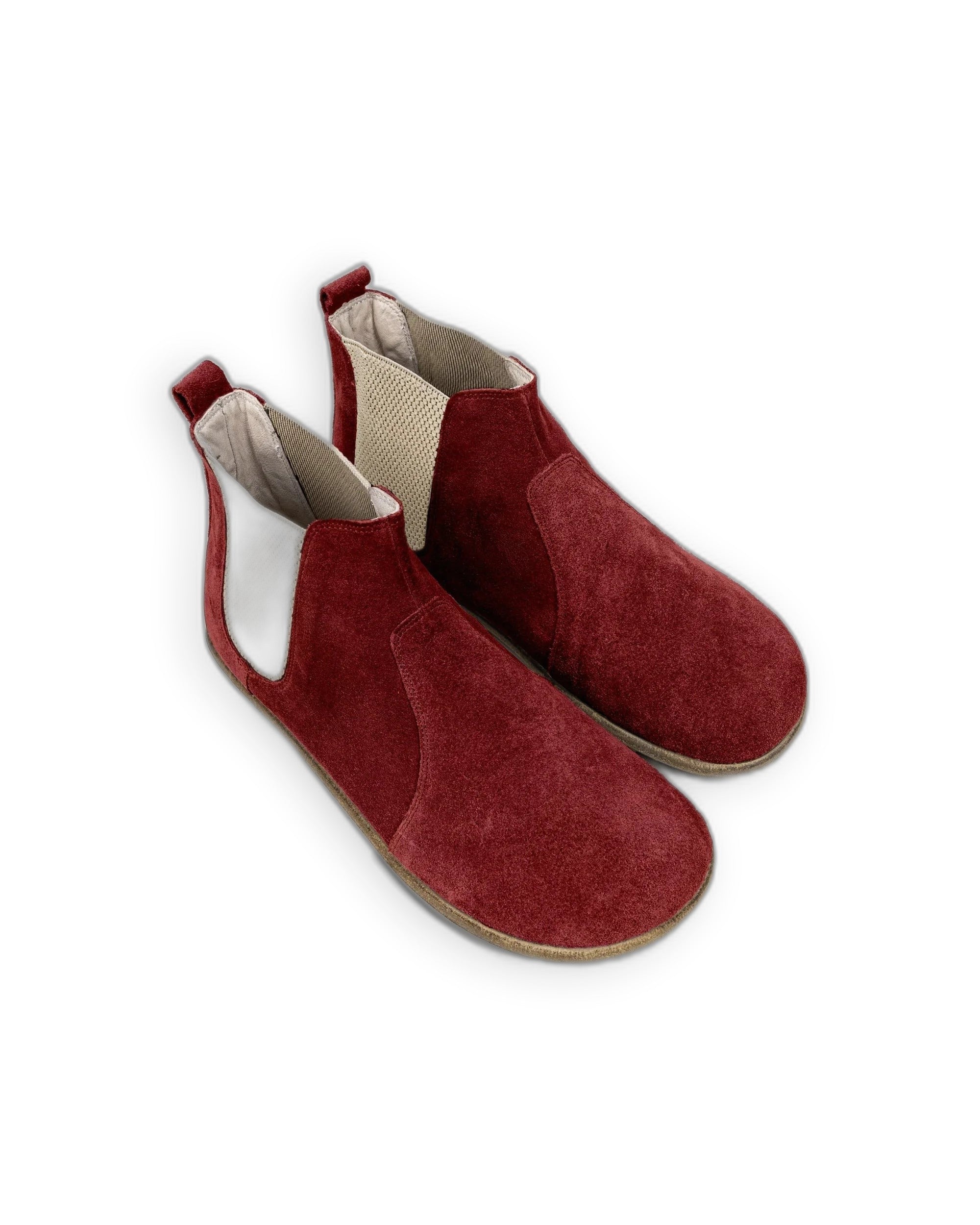 Men's Burgundy Suede Chelsea Boots - Handcrafted Calf Leather Wide Toe Box | Bespoky