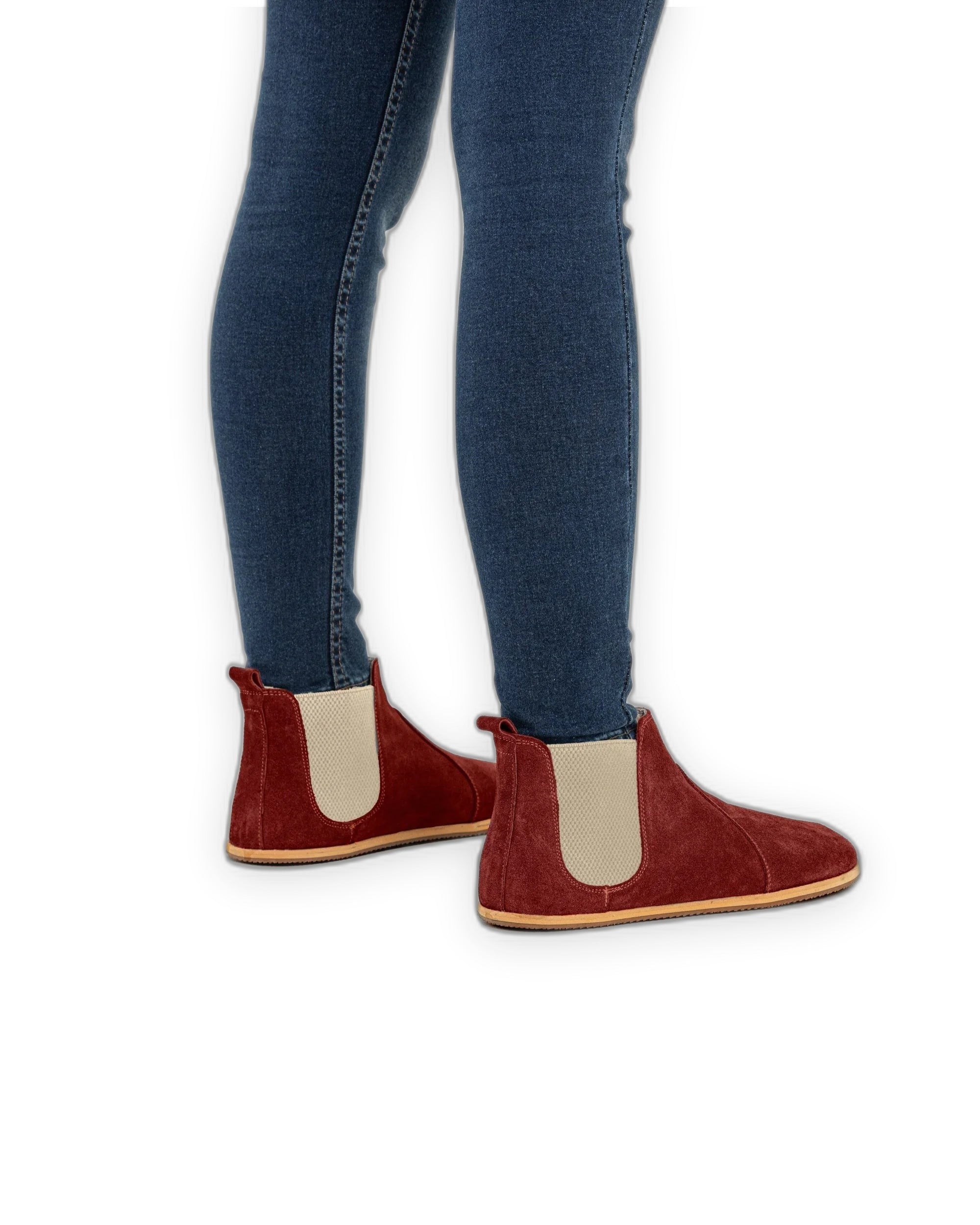 Detail Burgundy Suede Chelsea Boots - Handcrafted Calf Leather Turkey | Bespoky