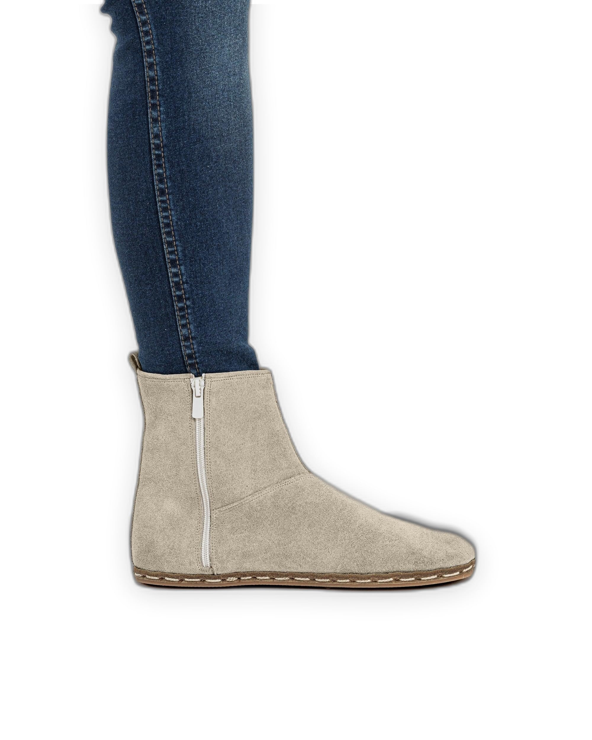 Detail Cream Suede Chelsea Boots - Handcrafted Calf Leather Turkey | Bespoky