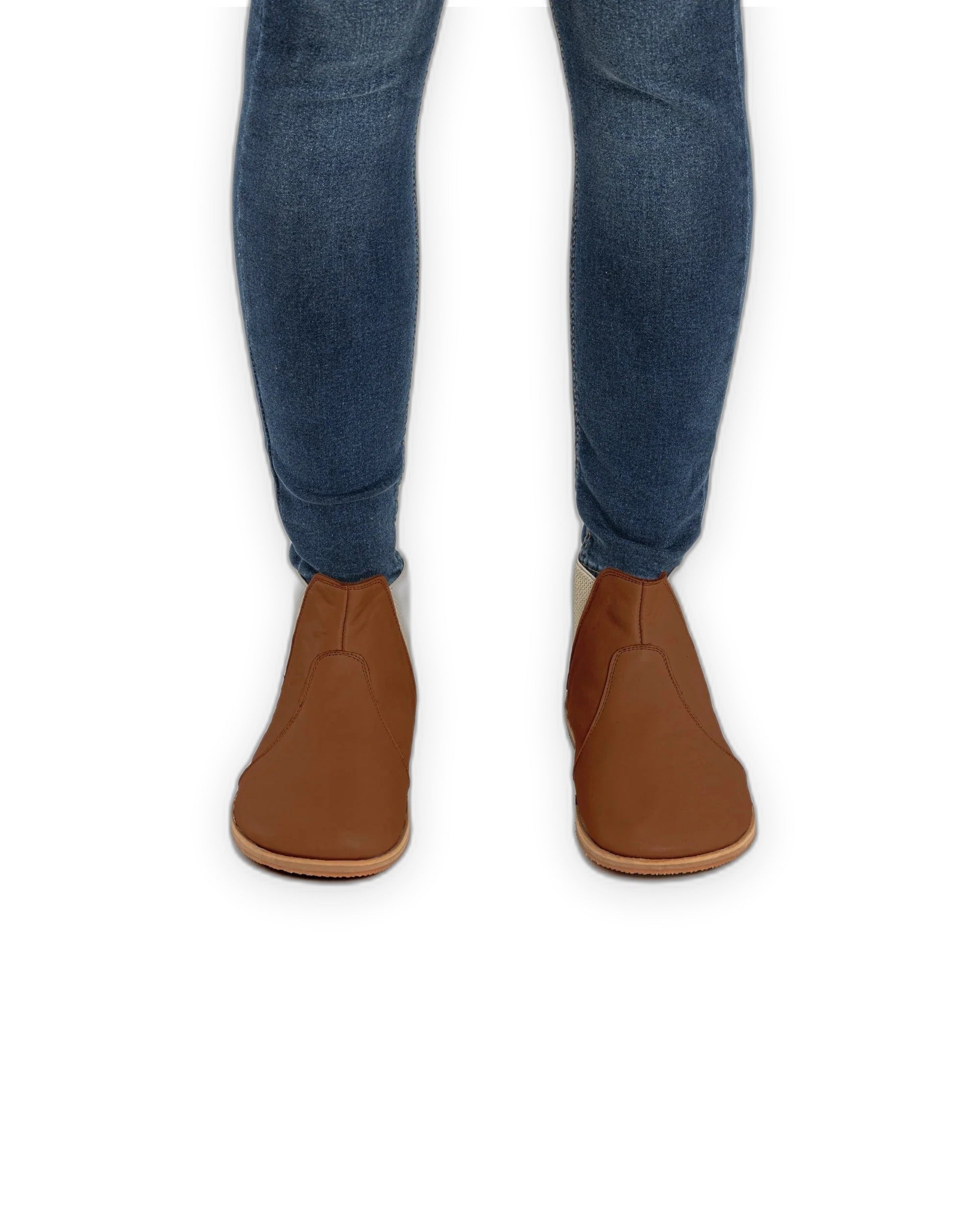 Pair Dark Brown Chelsea Boots - Barefoot Wide Toe Calf Leather | Bespoky