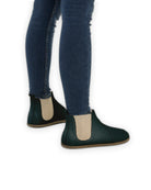 Pair Dark Green Chelsea Boots - Barefoot Wide Toe Calf Leather | Bespoky