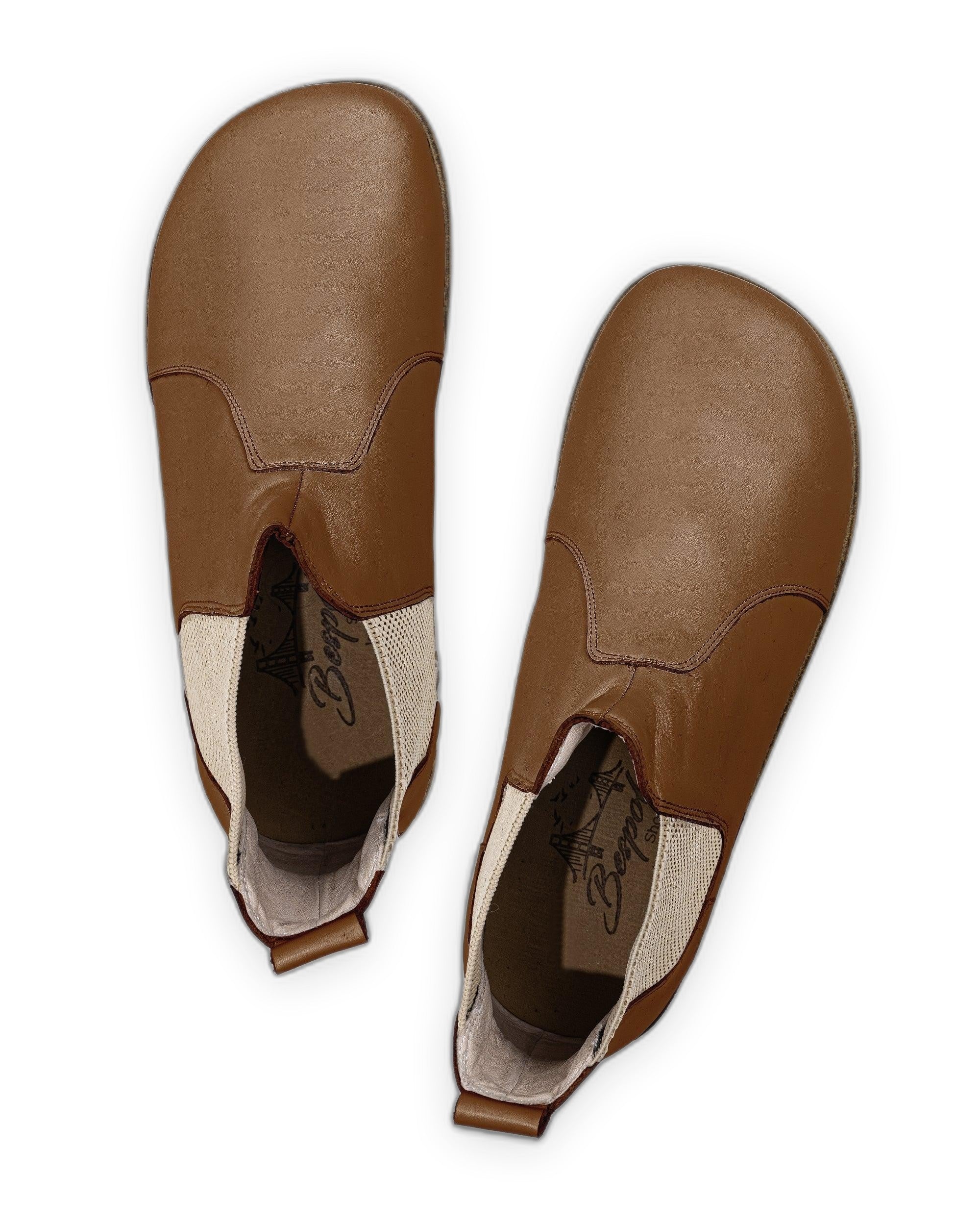 Side view Dark Tan Chelsea Boots - Calf Leather Zero Drop | Bespoky