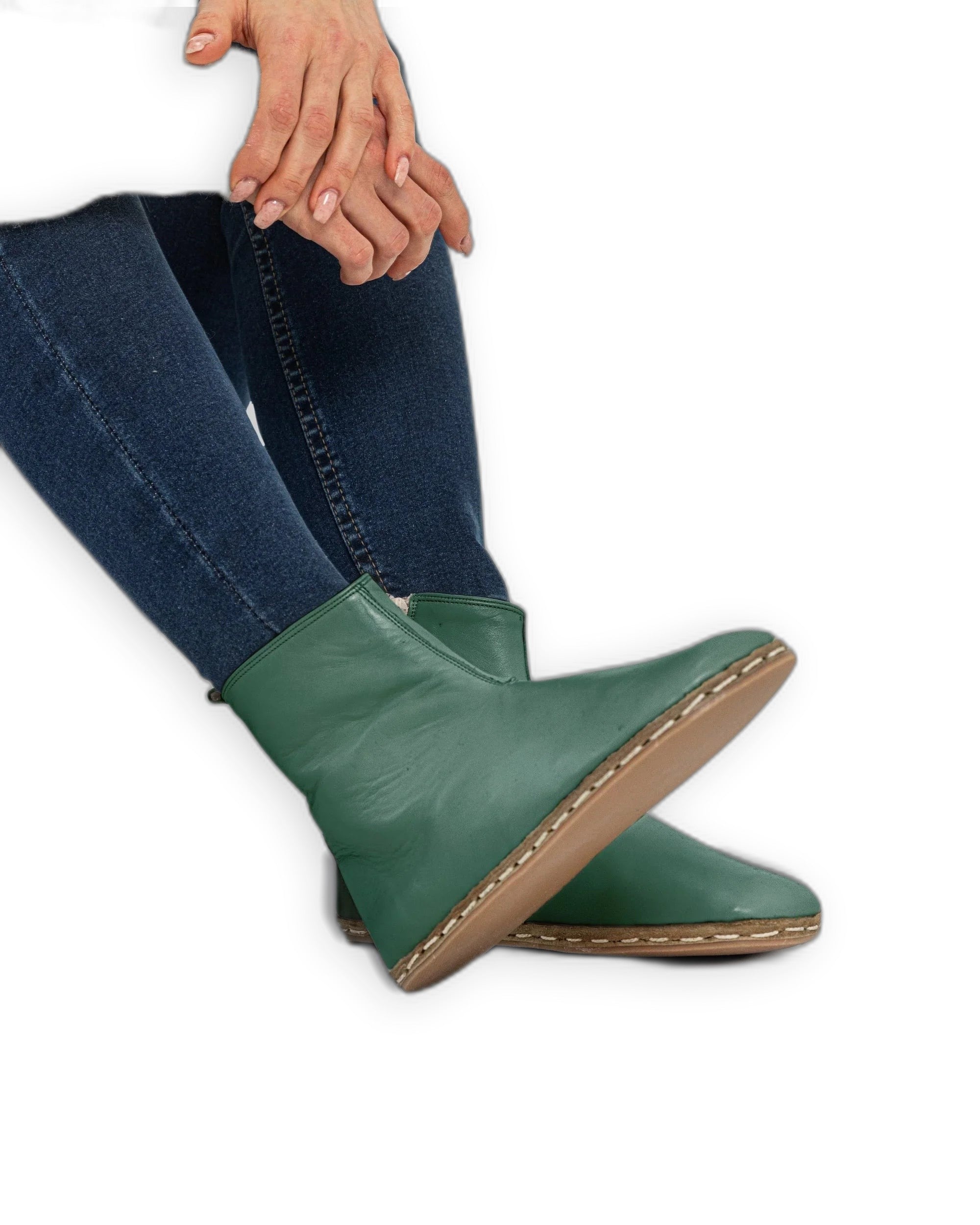 Men's Green Chelsea Boots - Handcrafted Calf Leather Wide Toe Box | Bespoky