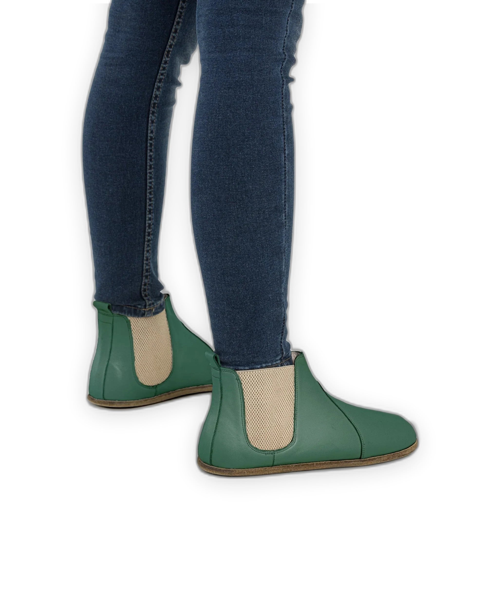 Pair Green Chelsea Boots - Barefoot Wide Toe Calf Leather | Bespoky