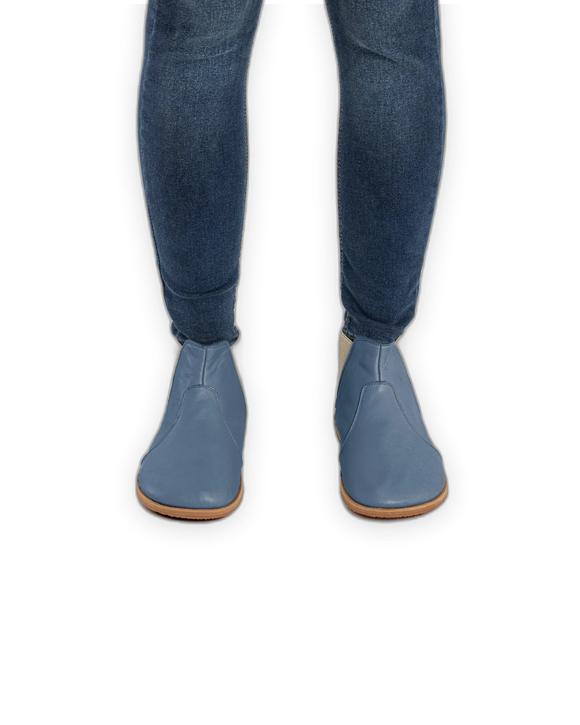 Pair Jean Blue Chelsea Boots - Barefoot Wide Toe Calf Leather | Bespoky