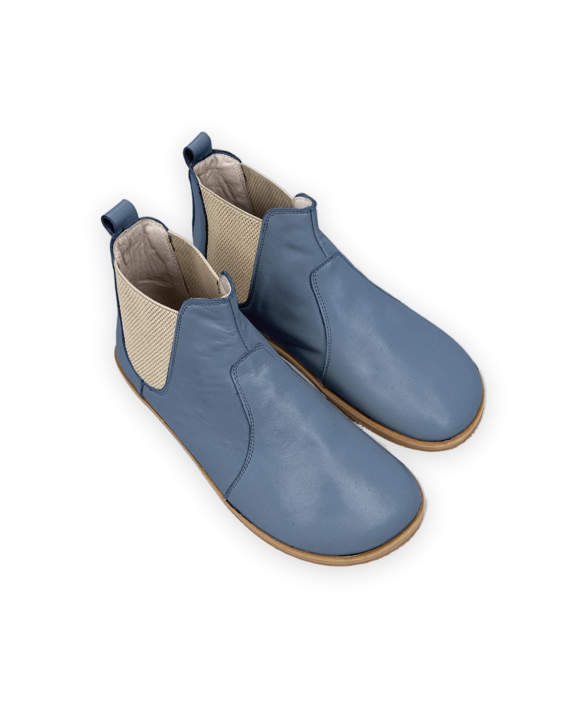 Men's Jean Blue Chelsea Boots - Handcrafted Calf Leather Wide Toe Box | Bespoky
