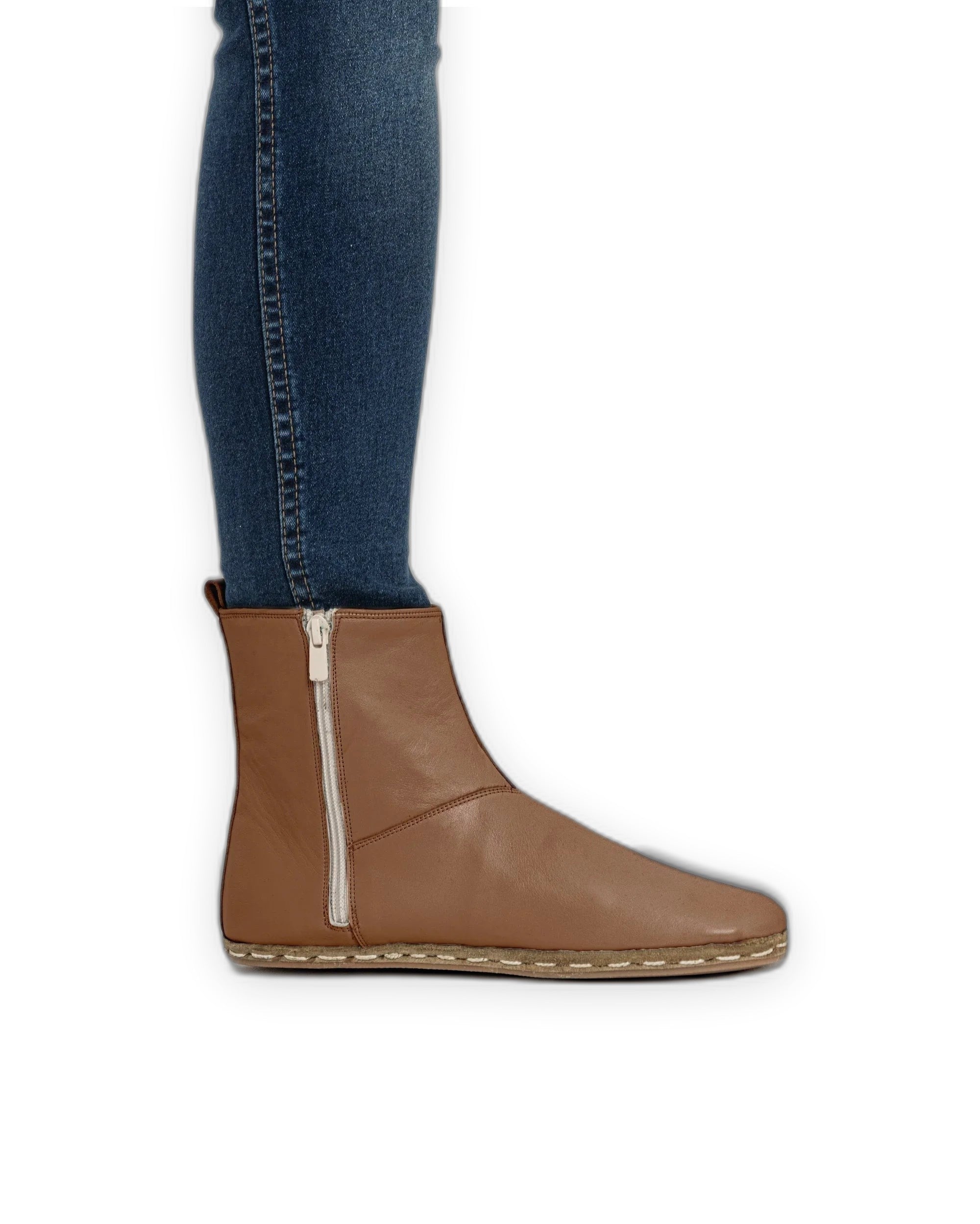 Side view Tan Chelsea Boots - Calf Leather Zero Drop | Bespoky