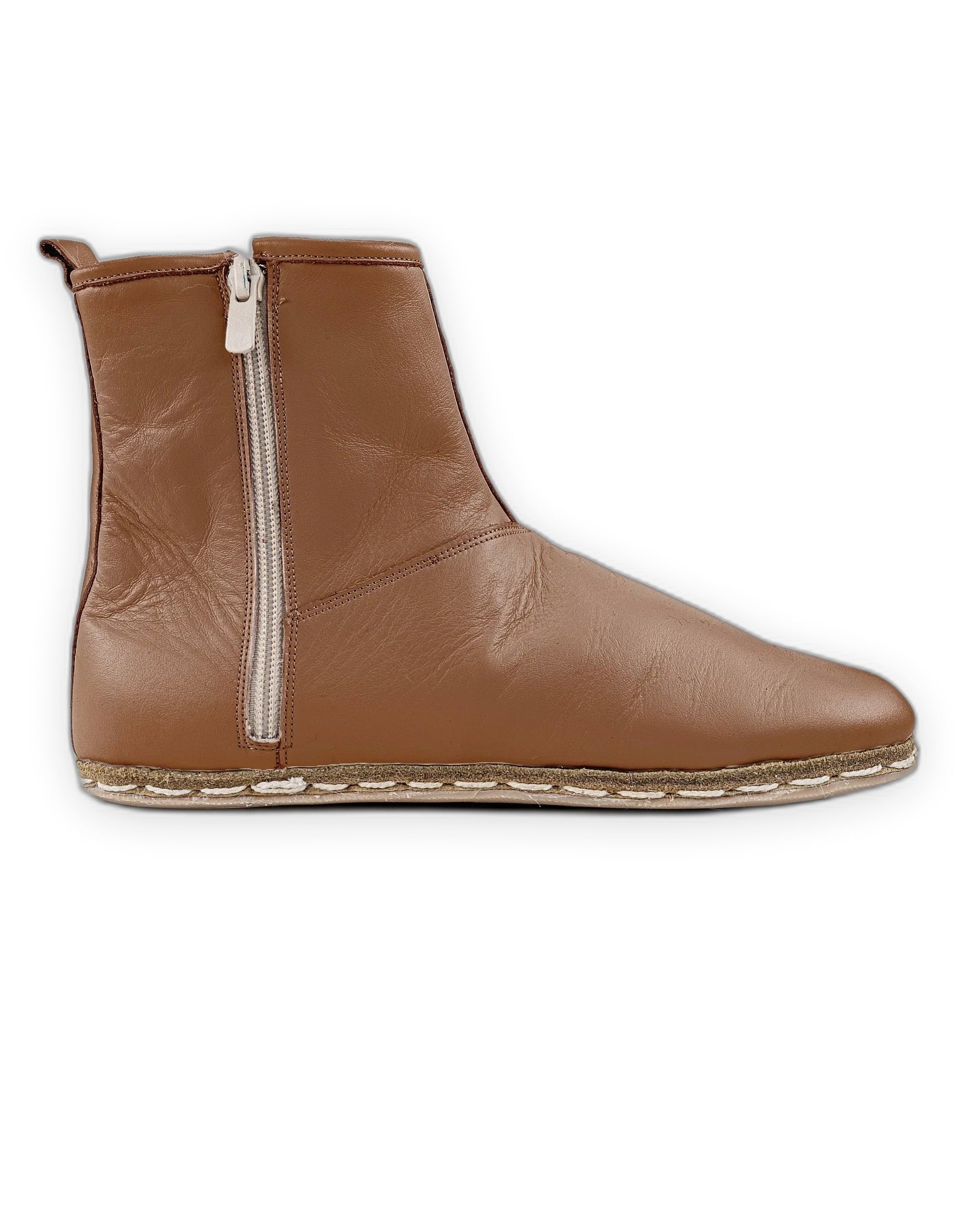 Pair Tan Chelsea Boots - Barefoot Wide Toe Calf Leather | Bespoky