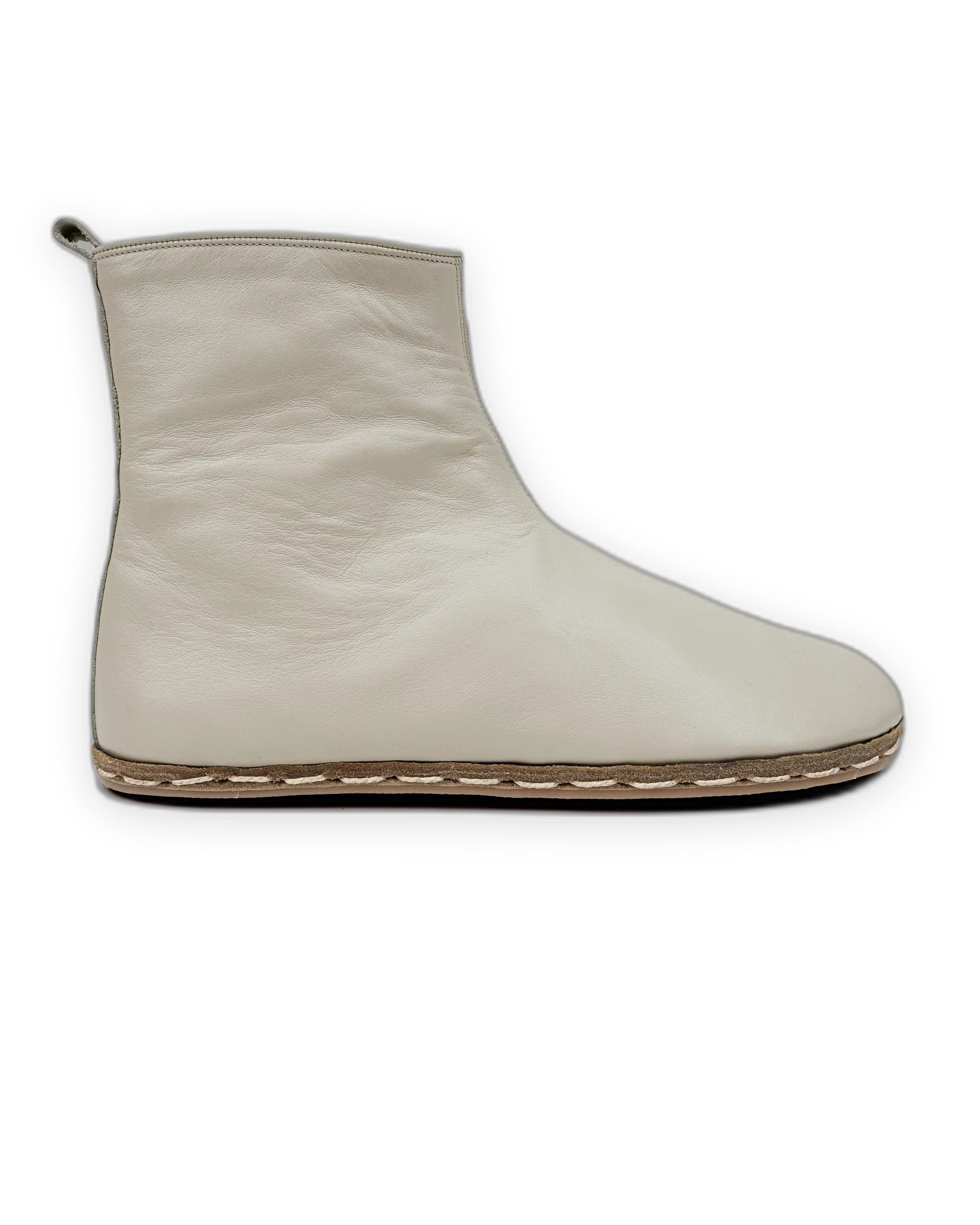 Pair Lucas Beige Chelsea Boots - Barefoot Wide Toe Calf Leather | Bespoky
