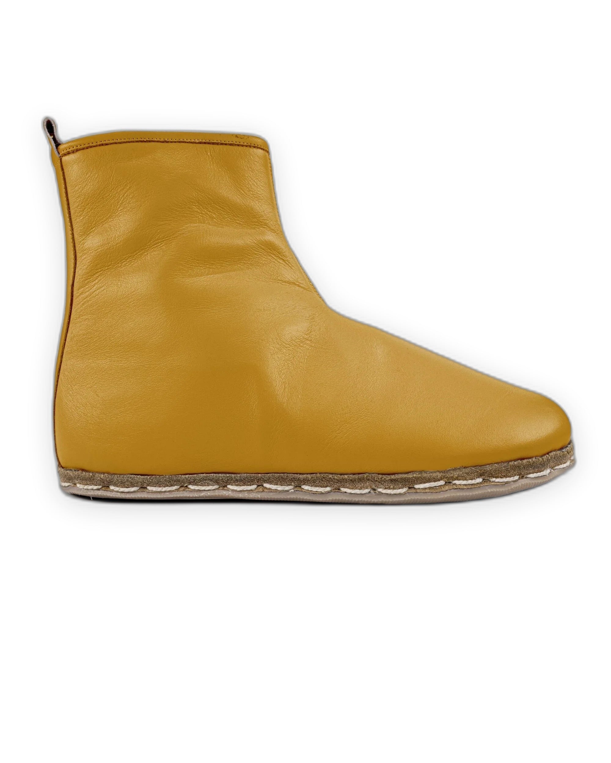 Side view Mustard Chelsea Boots - Calf Leather Zero Drop | Bespoky