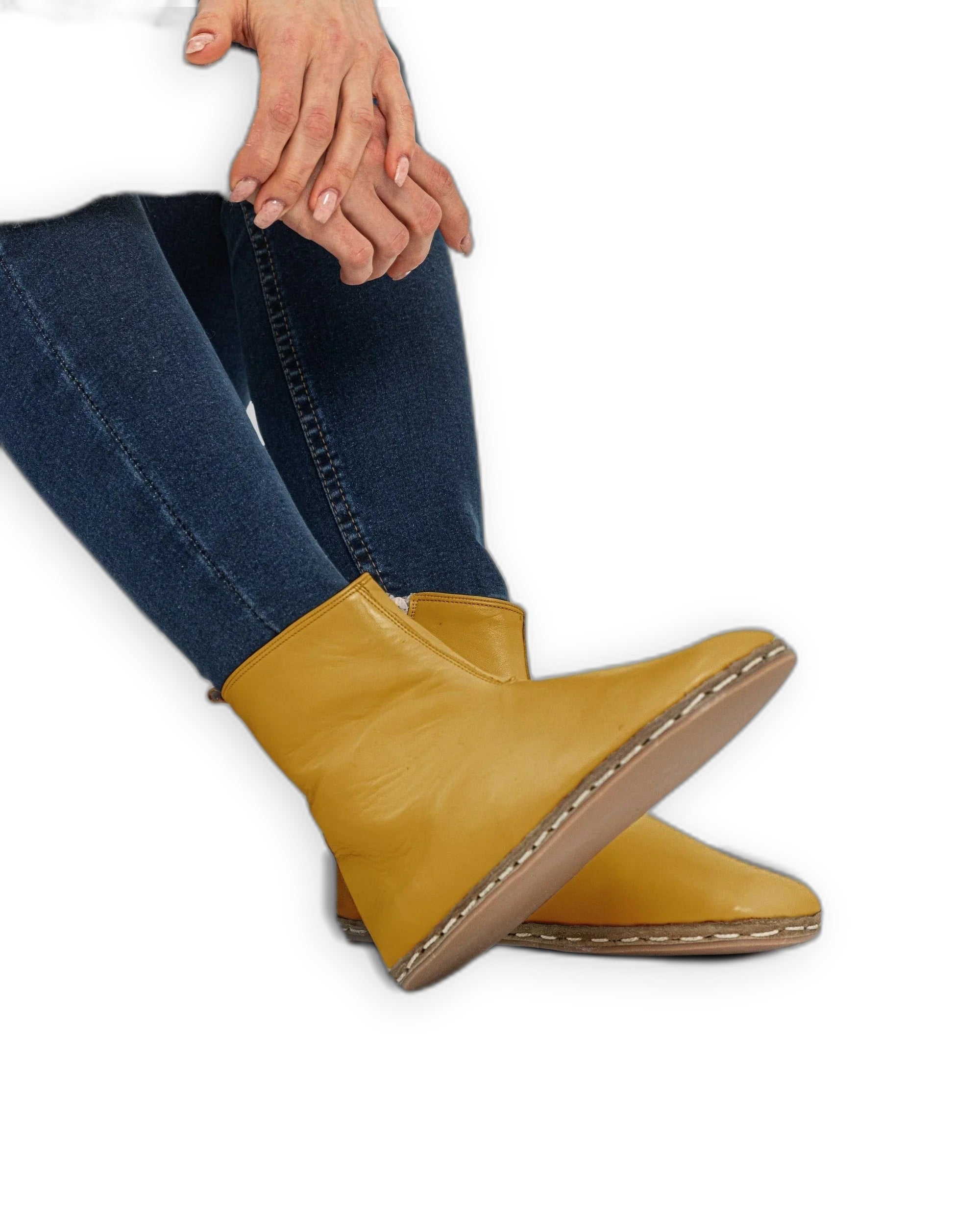 Men's Mustard Chelsea Boots - Handcrafted Calf Leather Wide Toe Box | Bespoky