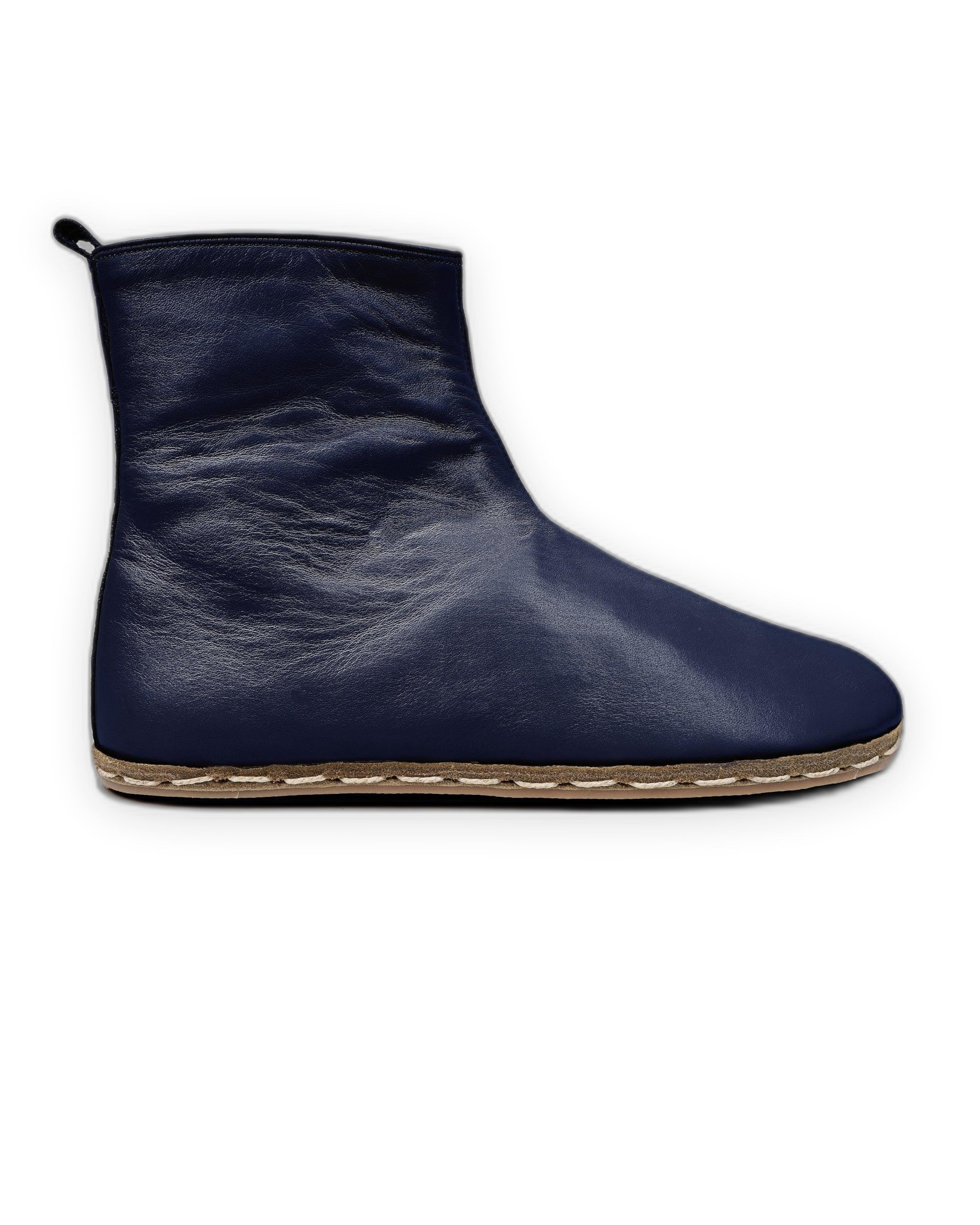 Side view Navy Blue Chelsea Boots - Calf Leather Zero Drop | Bespoky