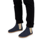 Detail Navy Nubuck Chelsea Boots - Handcrafted Calf Leather Turkey | Bespoky