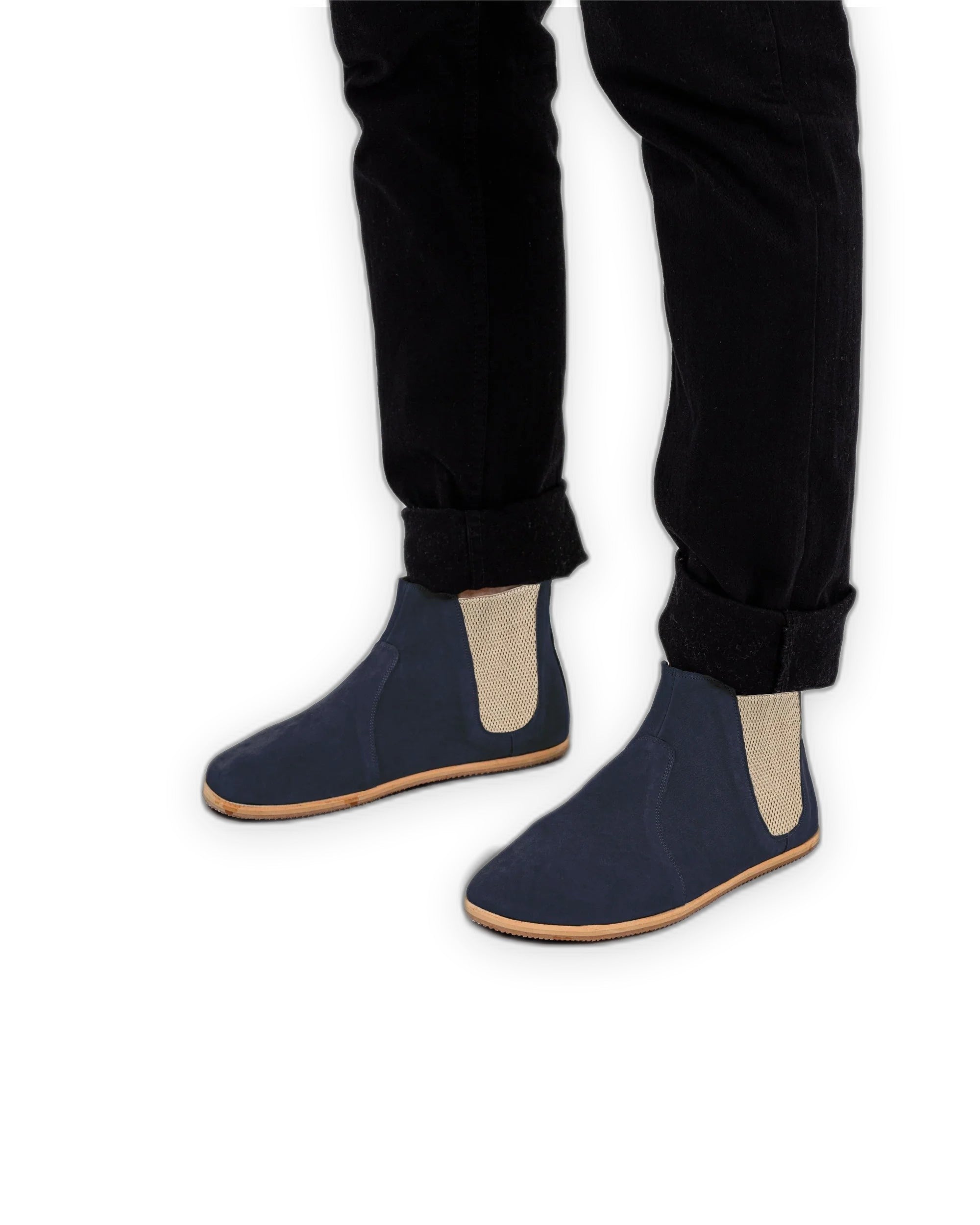 Detail Navy Nubuck Chelsea Boots - Handcrafted Calf Leather Turkey | Bespoky
