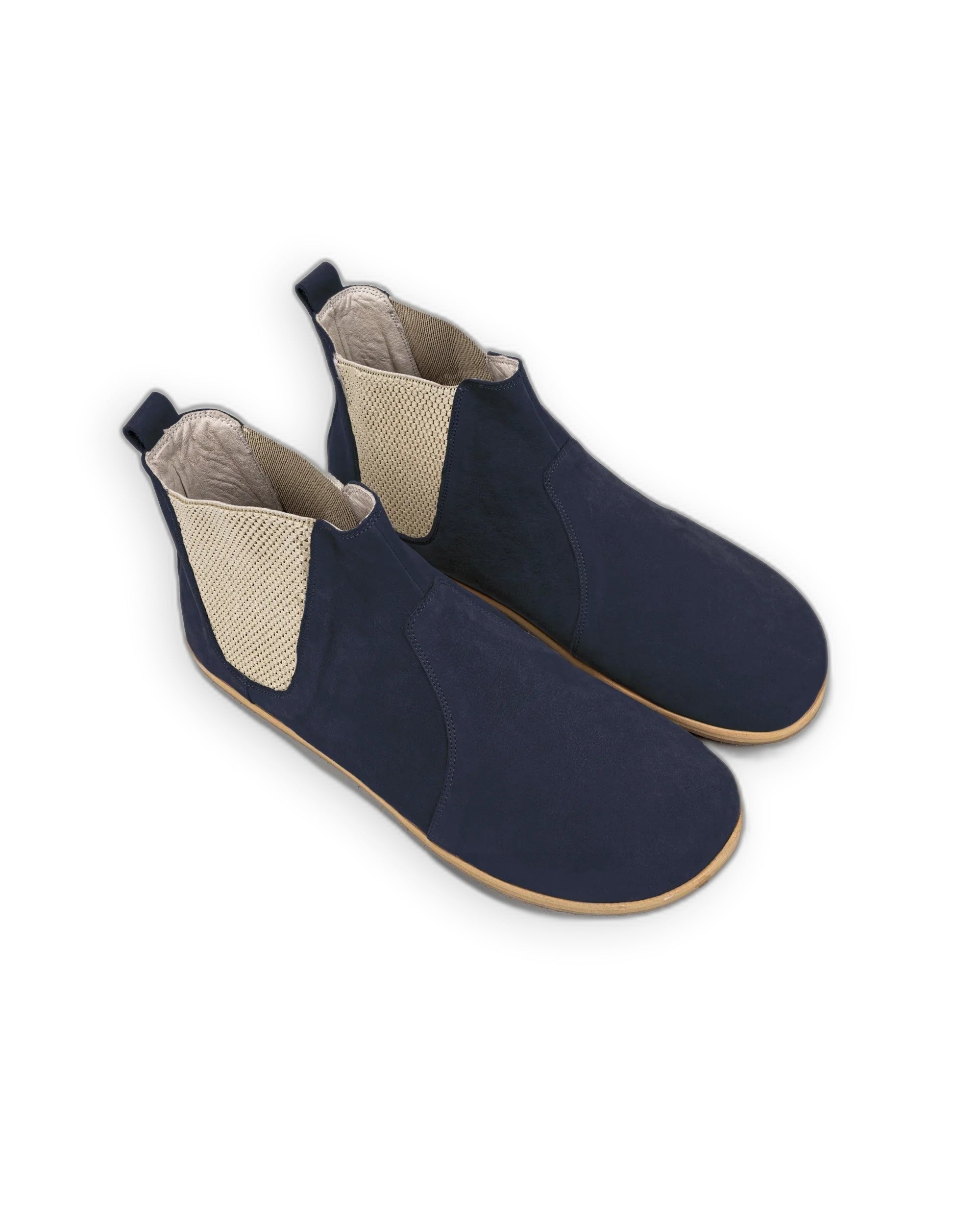 Men's Navy Nubuck Chelsea Boots - Handcrafted Calf Leather Wide Toe Box | Bespoky