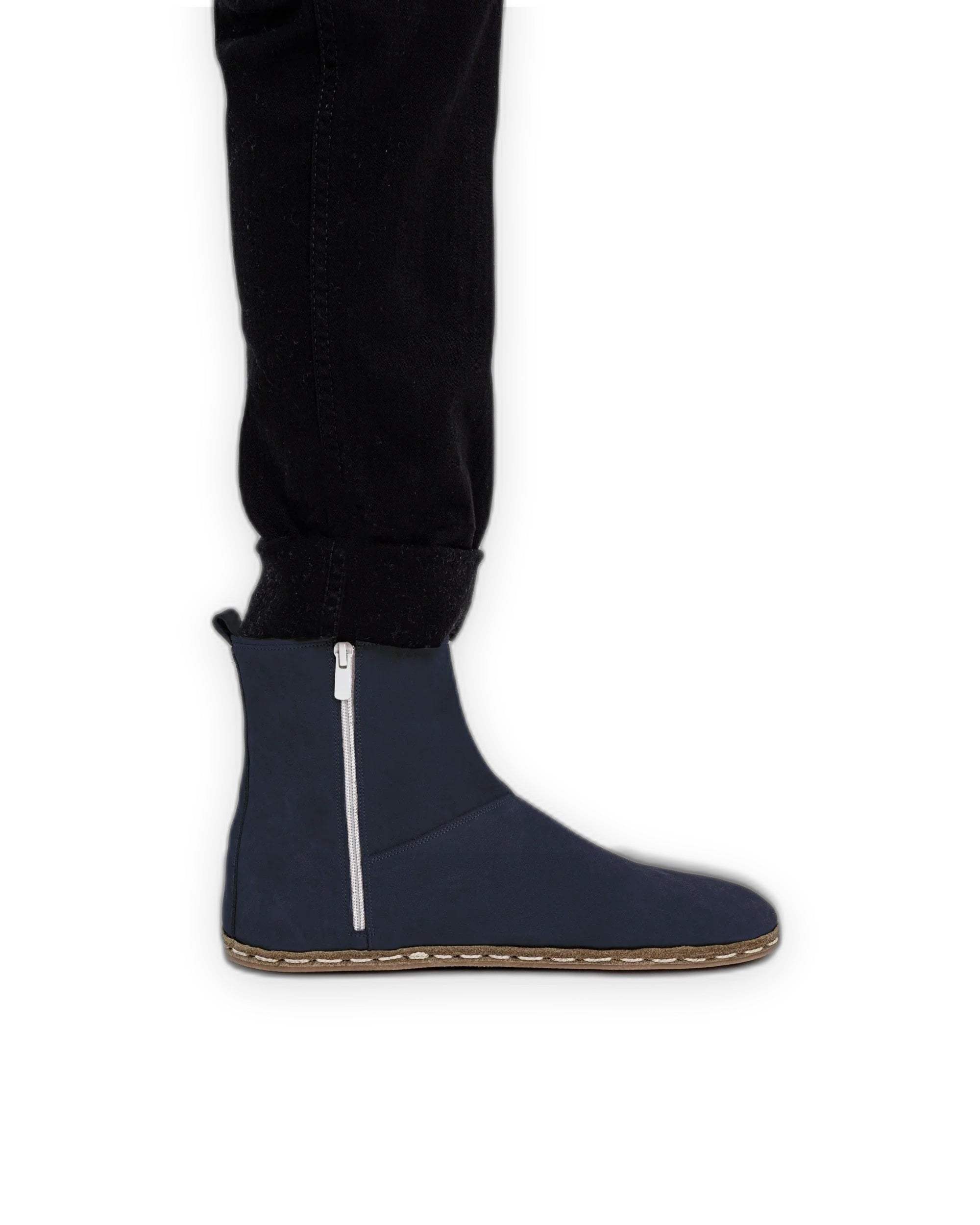 Detail Navy Nubuck Chelsea Boots - Handcrafted Calf Leather Turkey | Bespoky