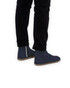 Pair Navy Nubuck Chelsea Boots - Barefoot Wide Toe Calf Leather | Bespoky