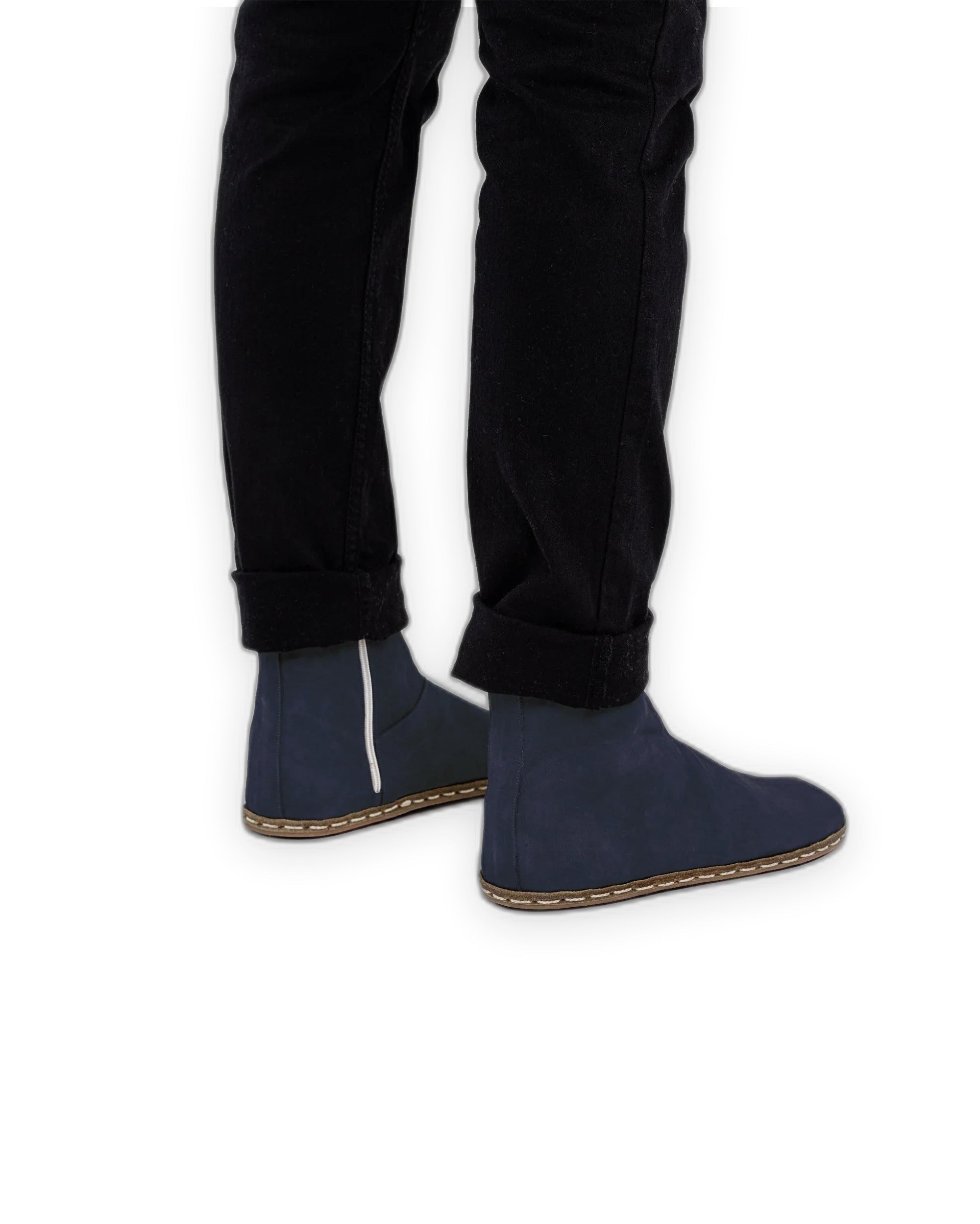 Pair Navy Nubuck Chelsea Boots - Barefoot Wide Toe Calf Leather | Bespoky