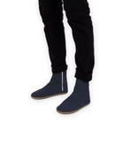 Men's Navy Nubuck Chelsea Boots - Handcrafted Calf Leather Wide Toe Box | Bespoky