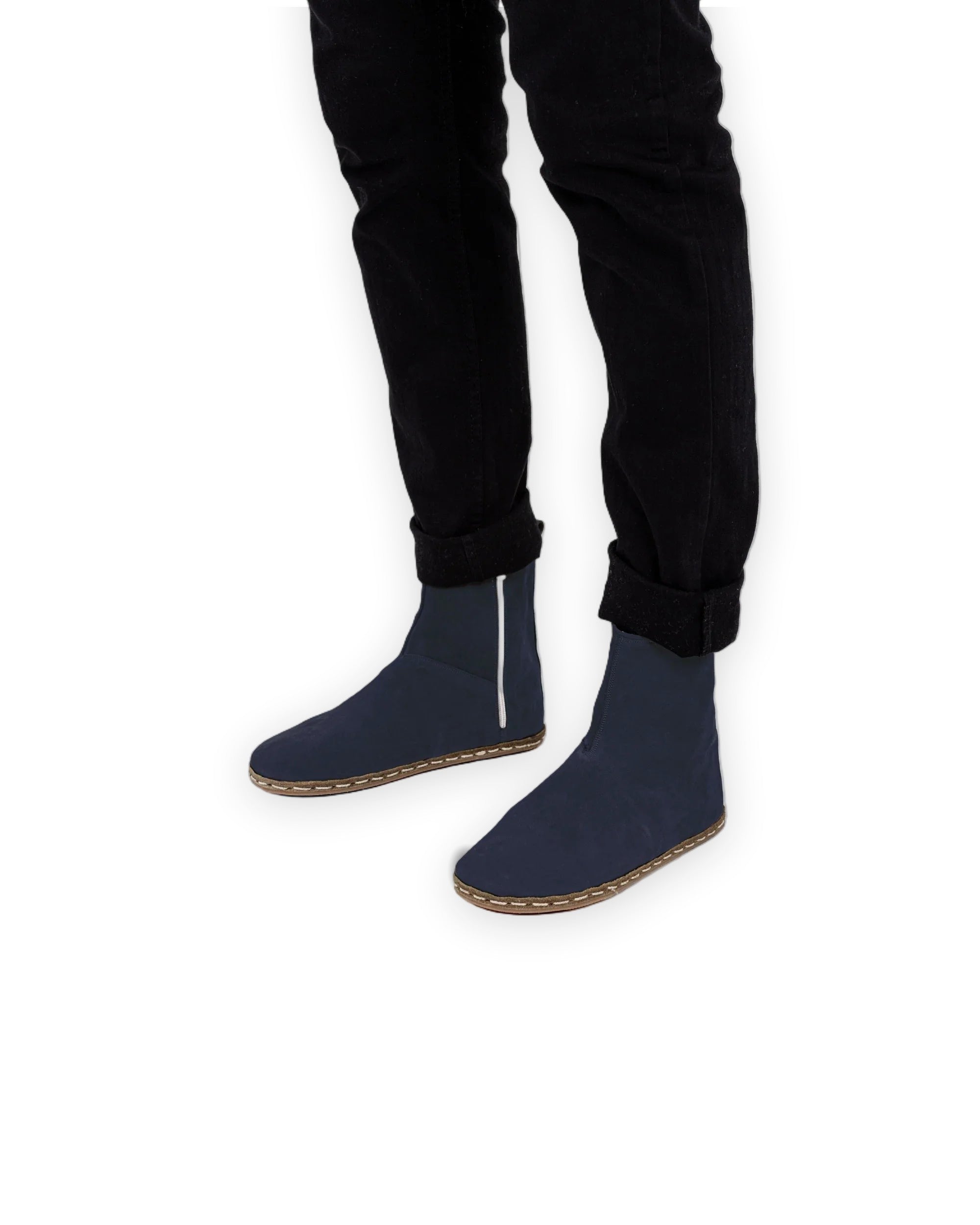 Men's Navy Nubuck Chelsea Boots - Handcrafted Calf Leather Wide Toe Box | Bespoky