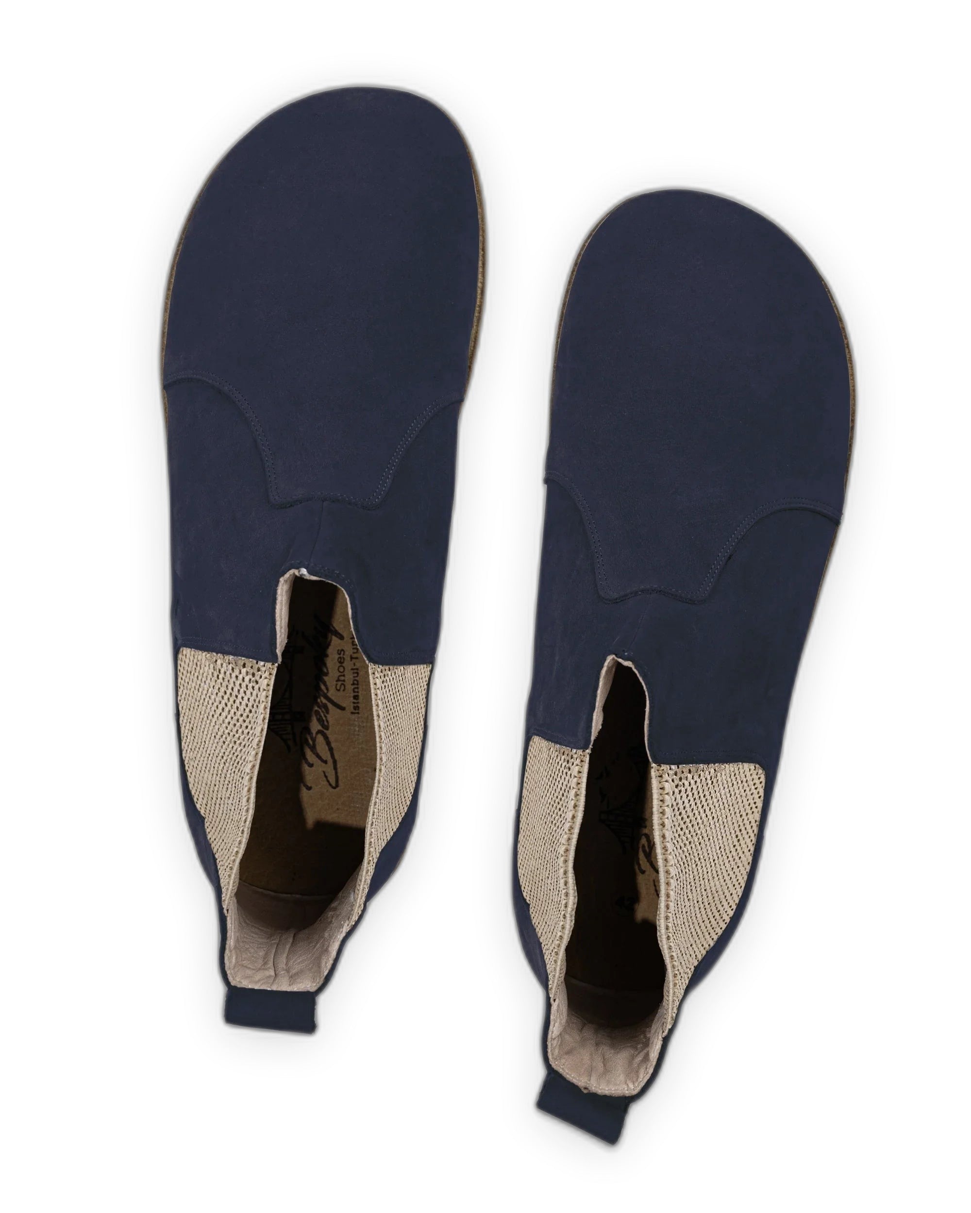 Side view Navy Nubuck Chelsea Boots - Calf Leather Zero Drop | Bespoky