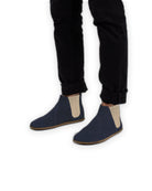 Detail Navy Nubuck Chelsea Boots - Handcrafted Calf Leather Turkey | Bespoky