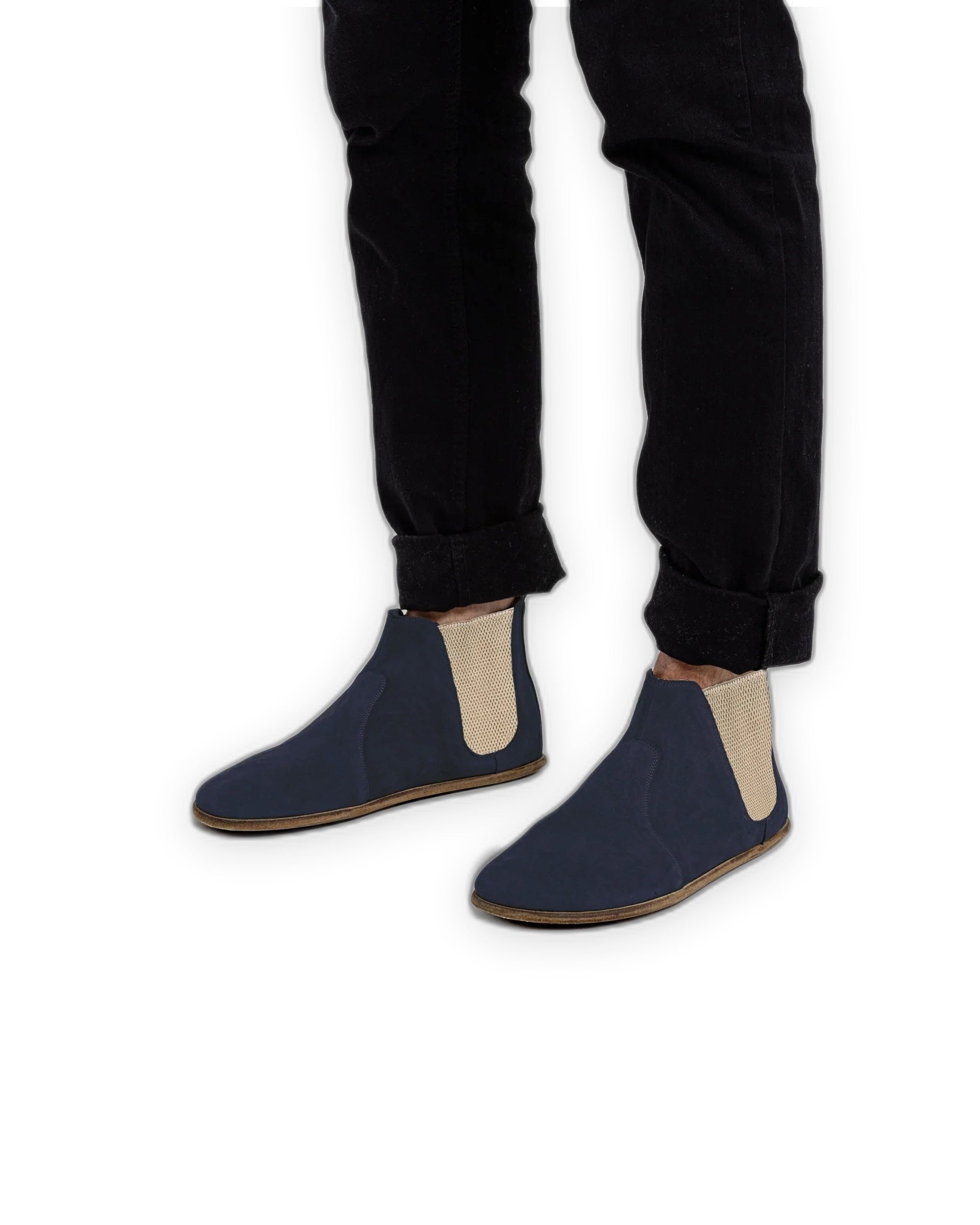Detail Navy Nubuck Chelsea Boots - Handcrafted Calf Leather Turkey | Bespoky