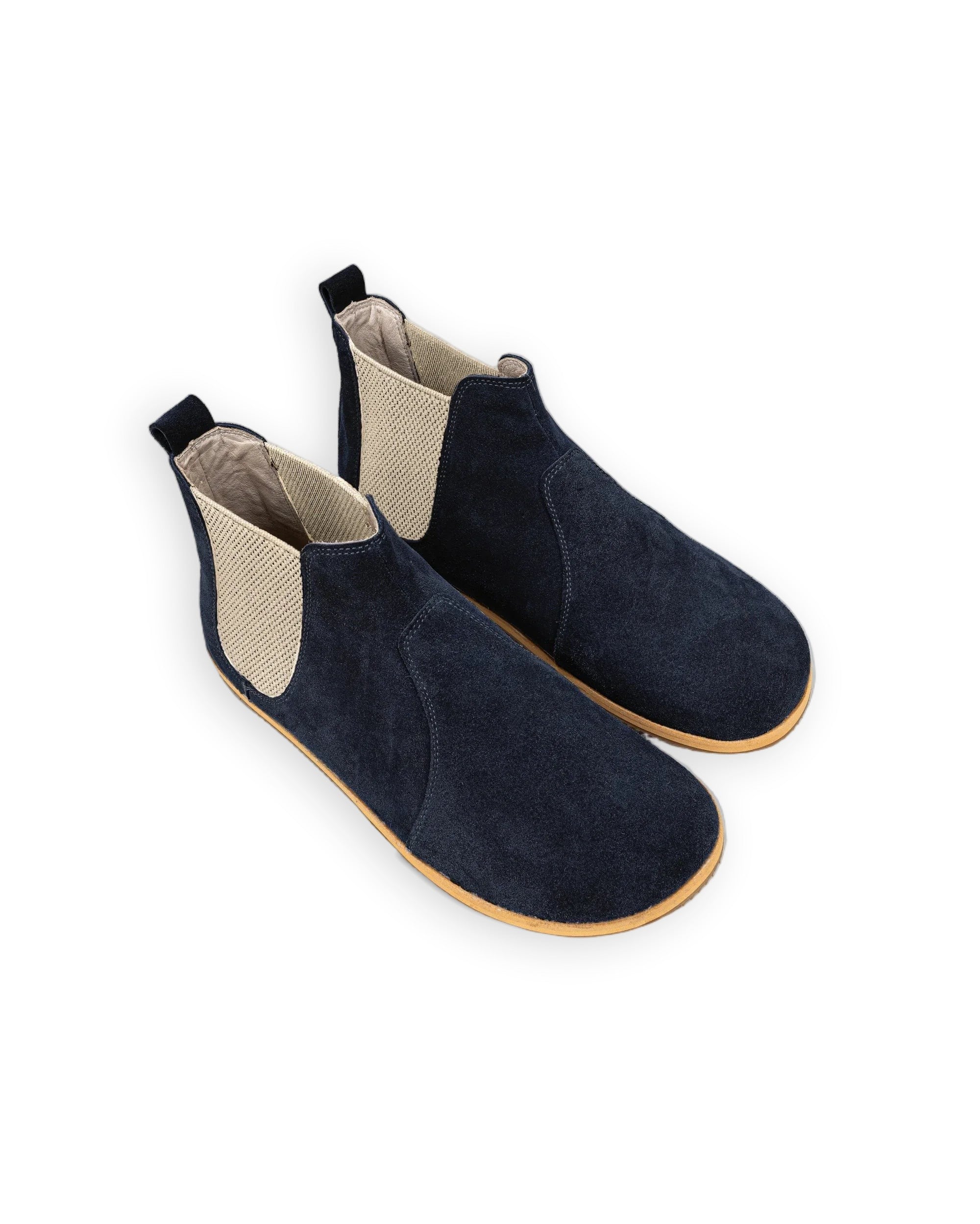 Men's Navy Suede Chelsea Boots - Handcrafted Calf Leather Wide Toe Box | Bespoky
