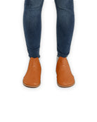 Pair Orange Chelsea Boots - Barefoot Wide Toe Calf Leather | Bespoky