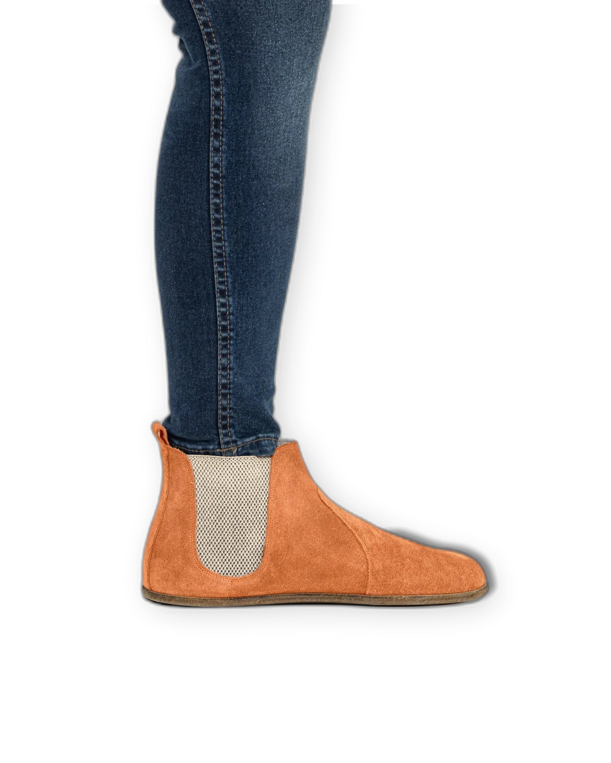 Back view Orange Suede Chelsea Boots - Calf Leather Handcrafted | Bespoky