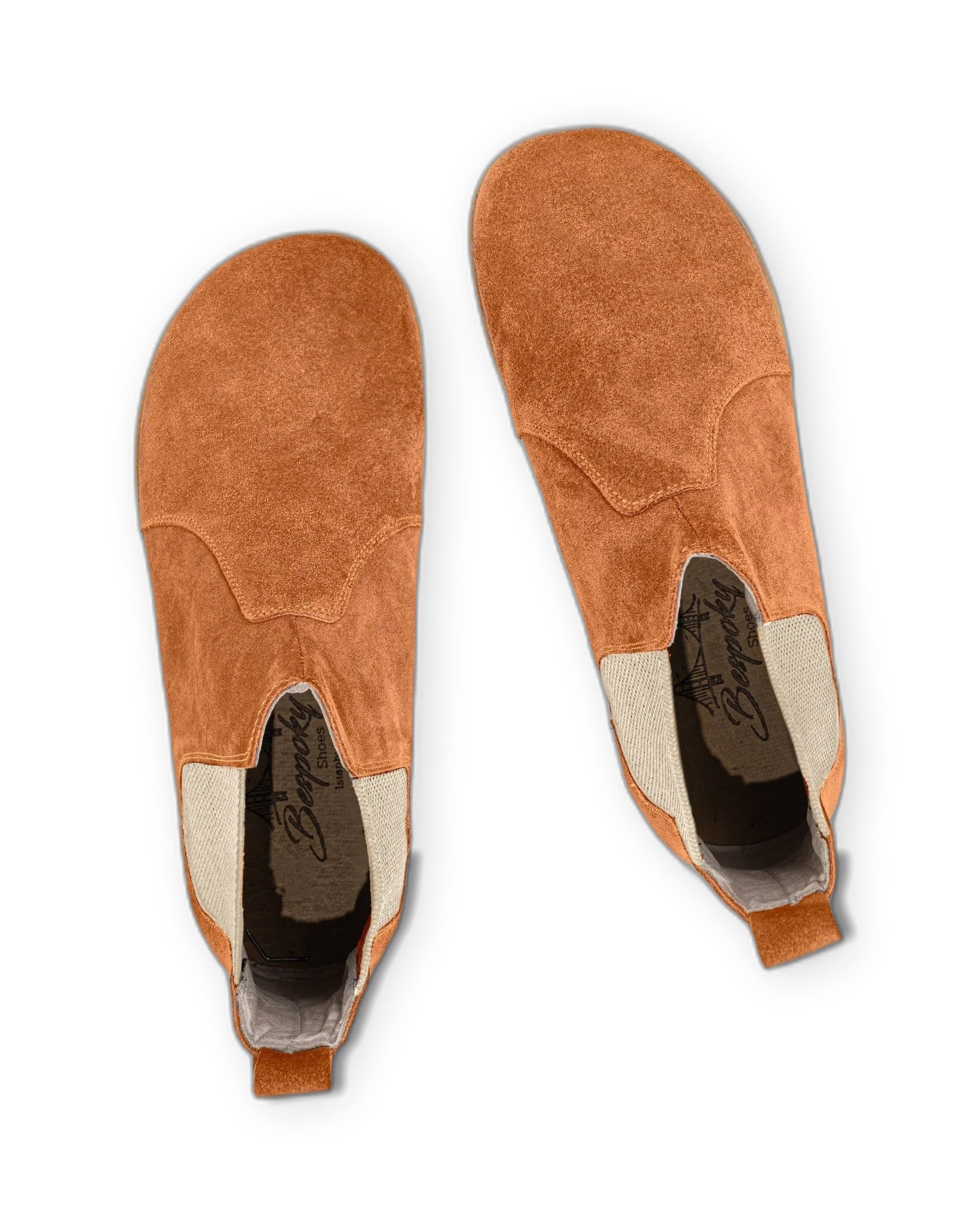 Side view Orange Suede Chelsea Boots - Calf Leather Zero Drop | Bespoky
