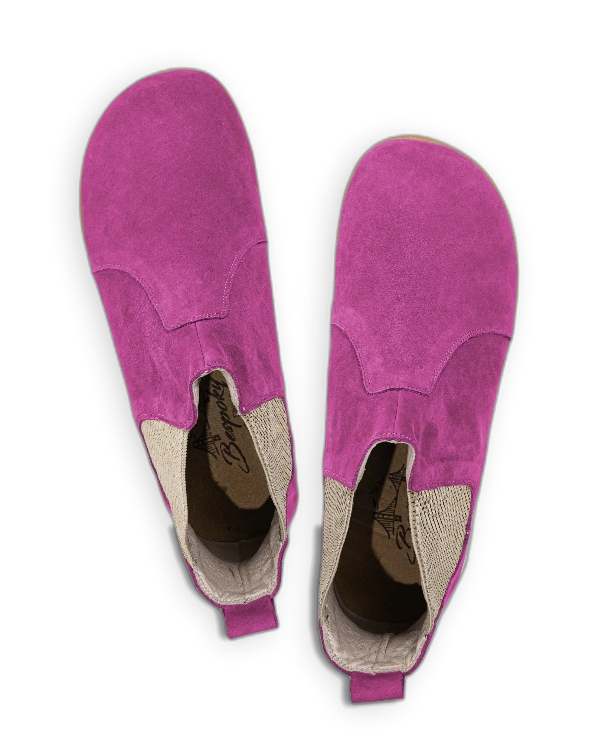 Side view Pink Nubuck Chelsea Boots - Calf Leather Zero Drop | Bespoky