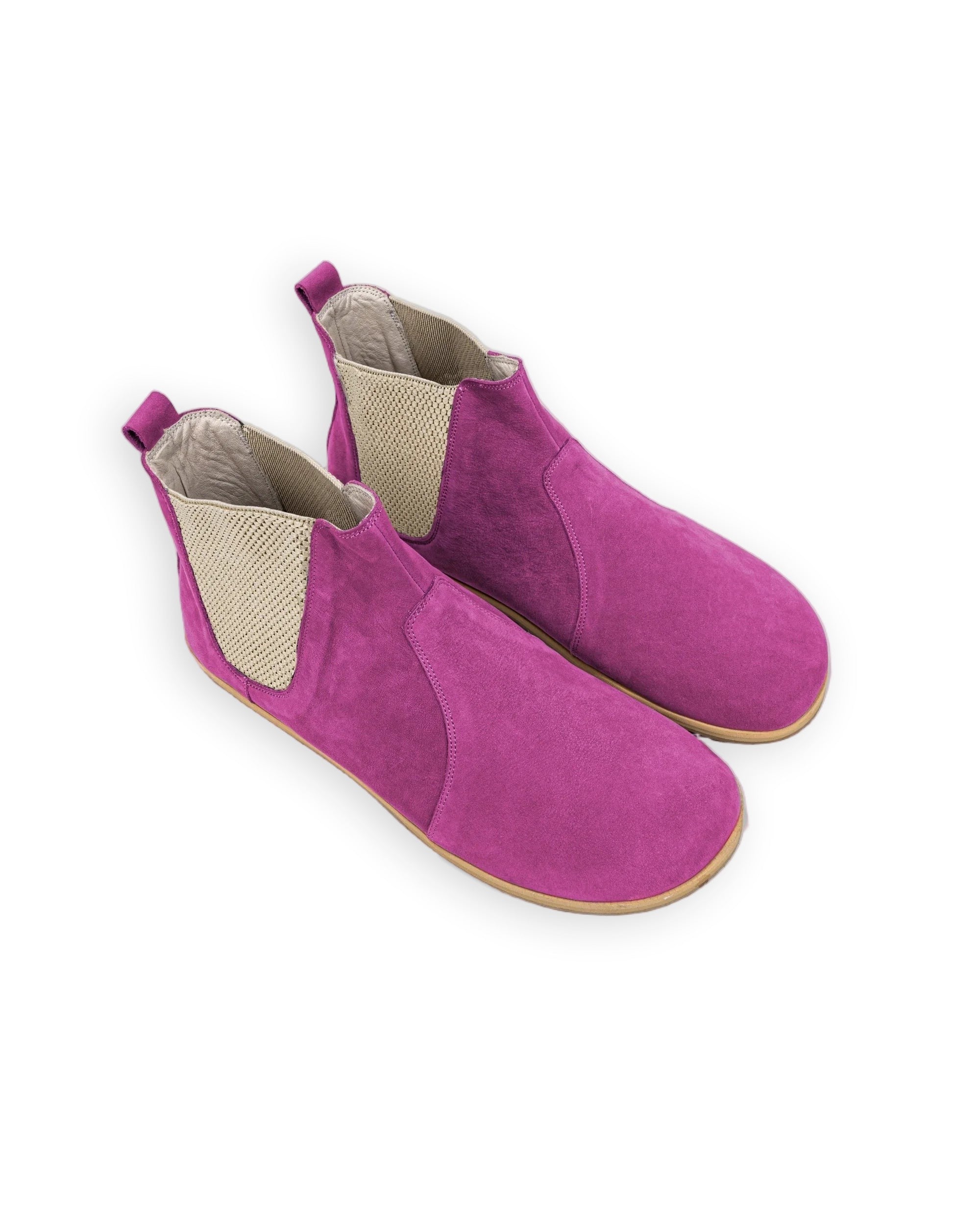 Men's Pink Nubuck Chelsea Boots - Handcrafted Calf Leather Wide Toe Box | Bespoky