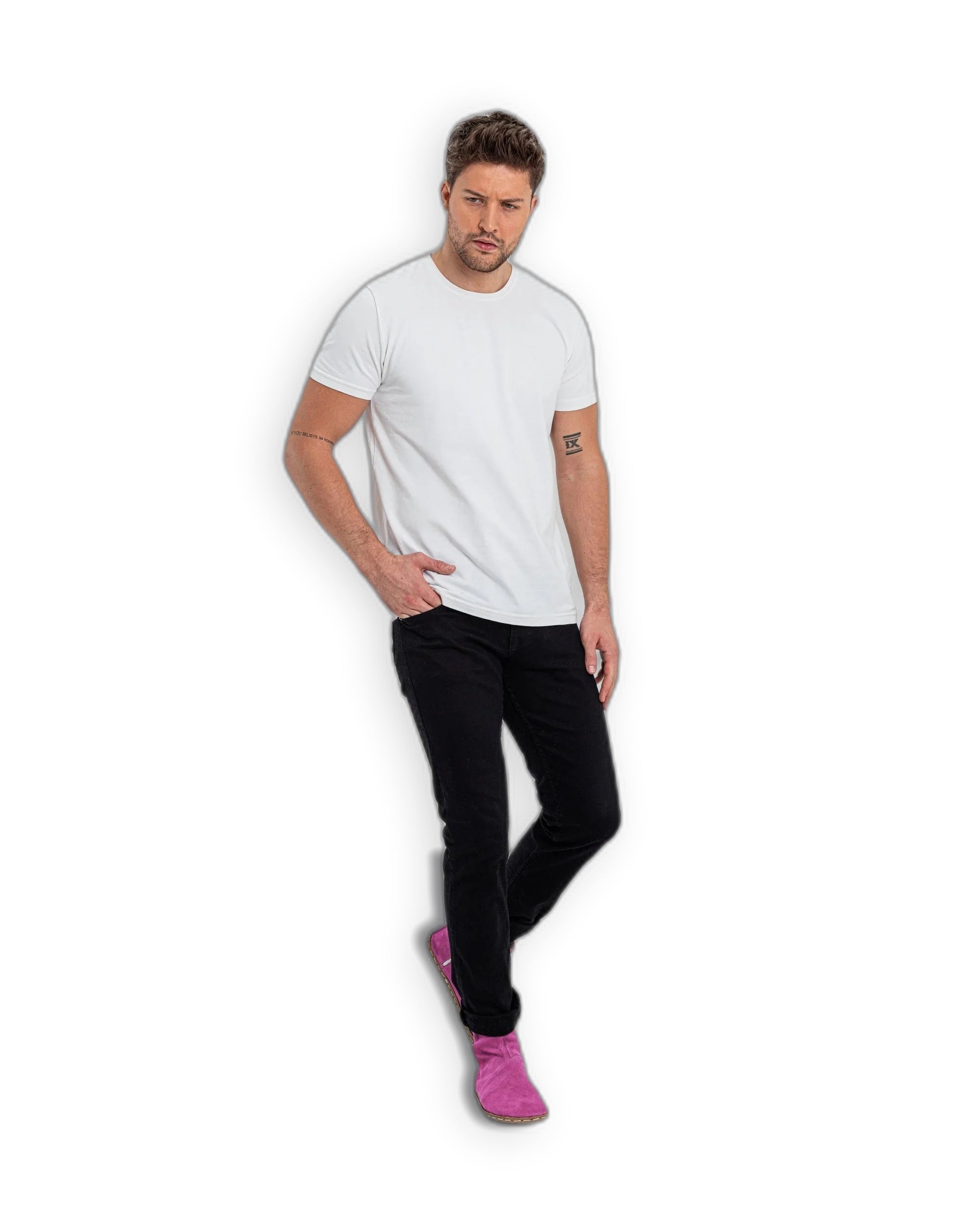 Back view Pink Nubuck Chelsea Boots - Calf Leather Handcrafted | Bespoky