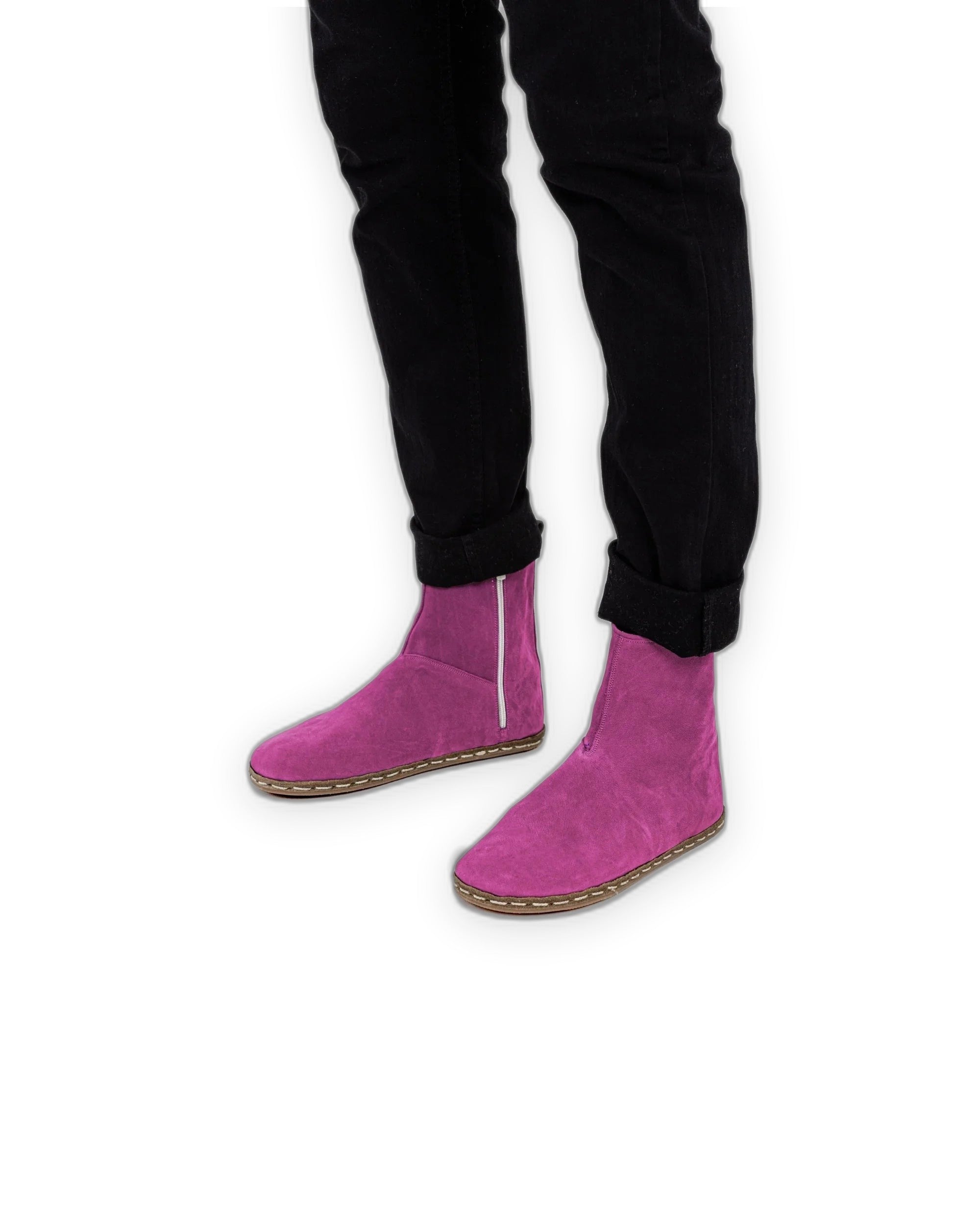 Men's Pink Nubuck Chelsea Boots - Handcrafted Calf Leather Wide Toe Box | Bespoky