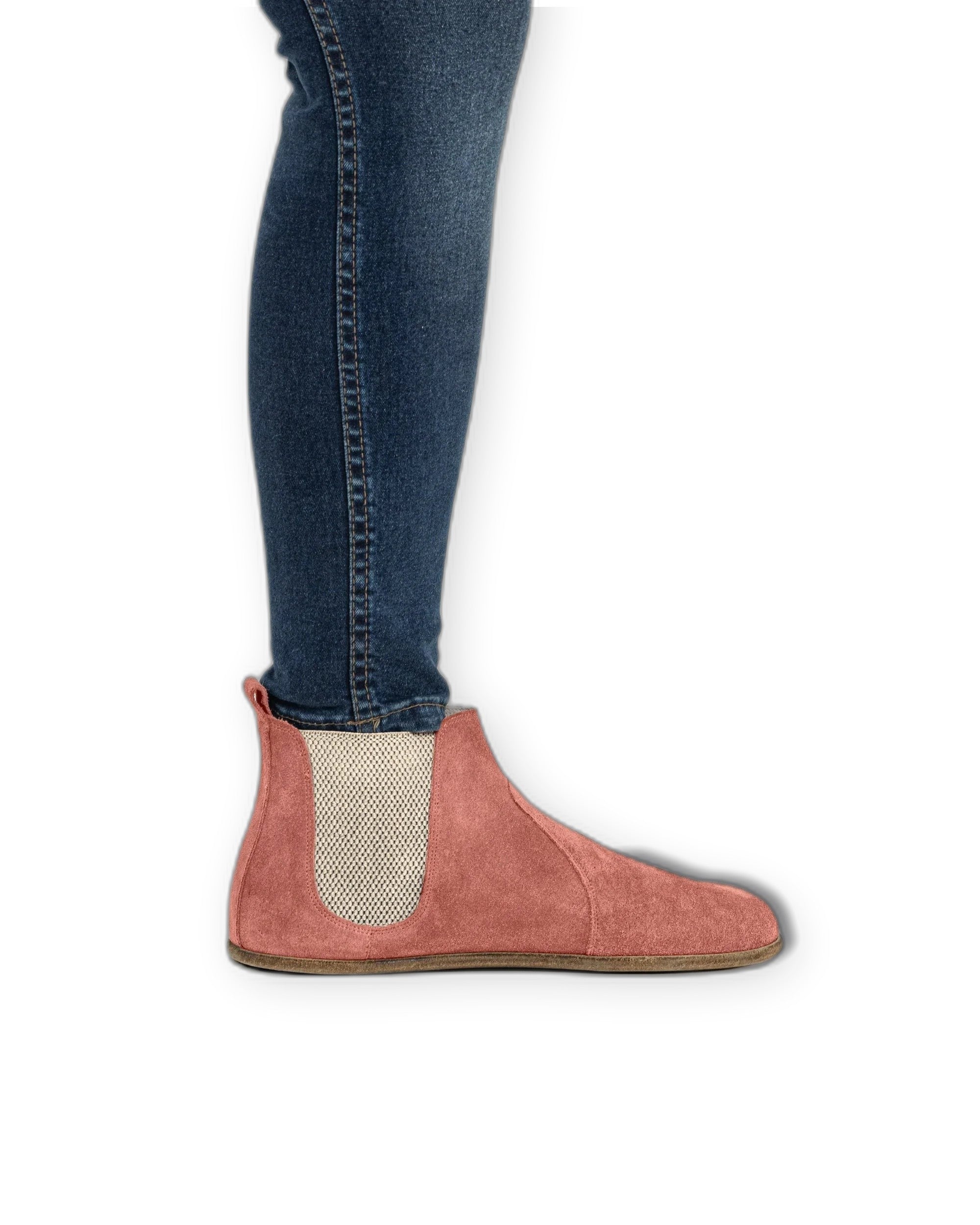 Back view Pink Suede Chelsea Boots - Calf Leather Handcrafted | Bespoky