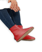 Men's Red Chelsea Boots - Handcrafted Calf Leather Wide Toe Box | Bespoky