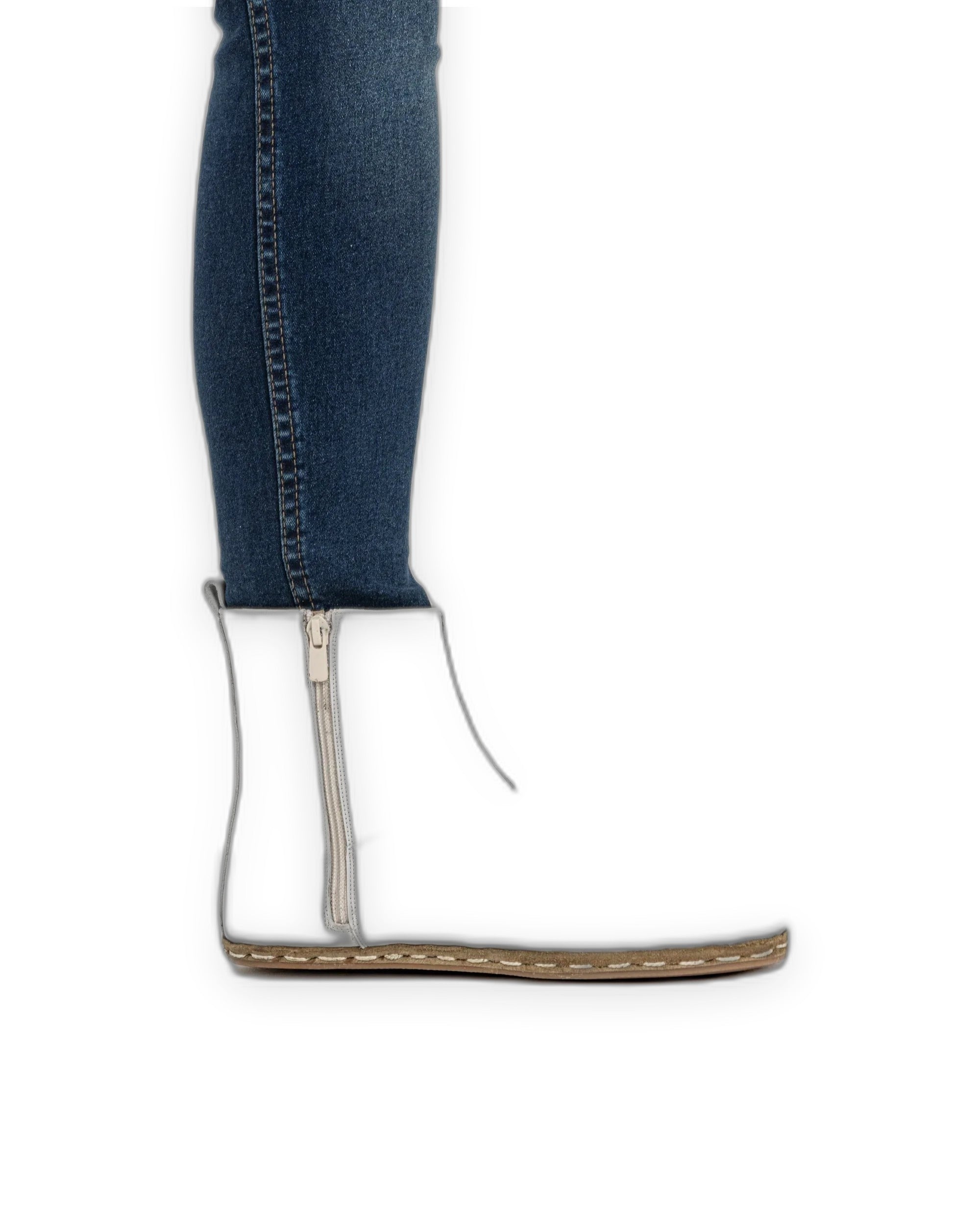 Side view White Chelsea Boots - Calf Leather Zero Drop | Bespoky