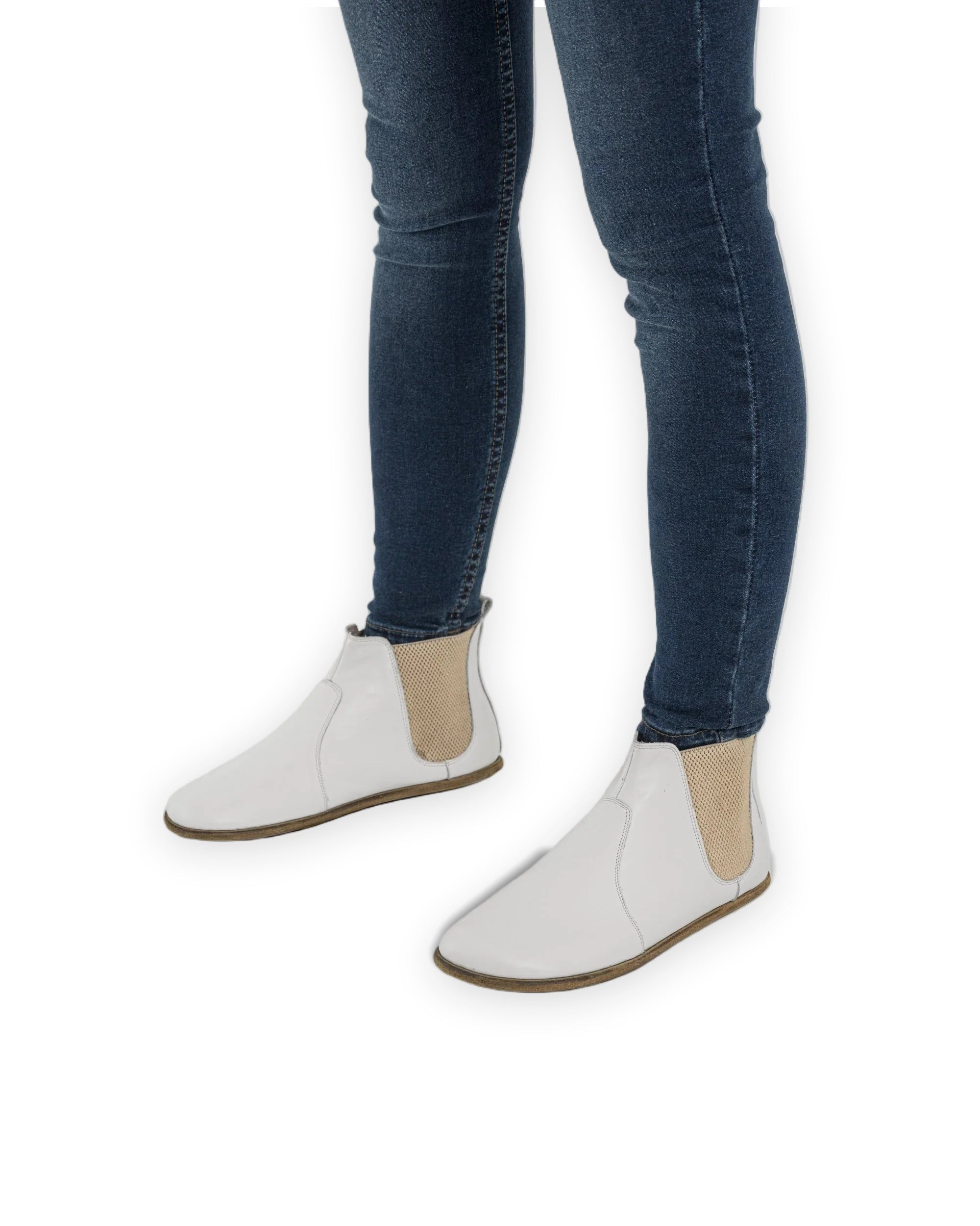 Men's White Chelsea Boots - Handcrafted Calf Leather Wide Toe Box | Bespoky
