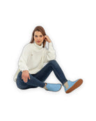 Close-up calf leather - Baby Blue Chelsea Boots Detail | Bespoky