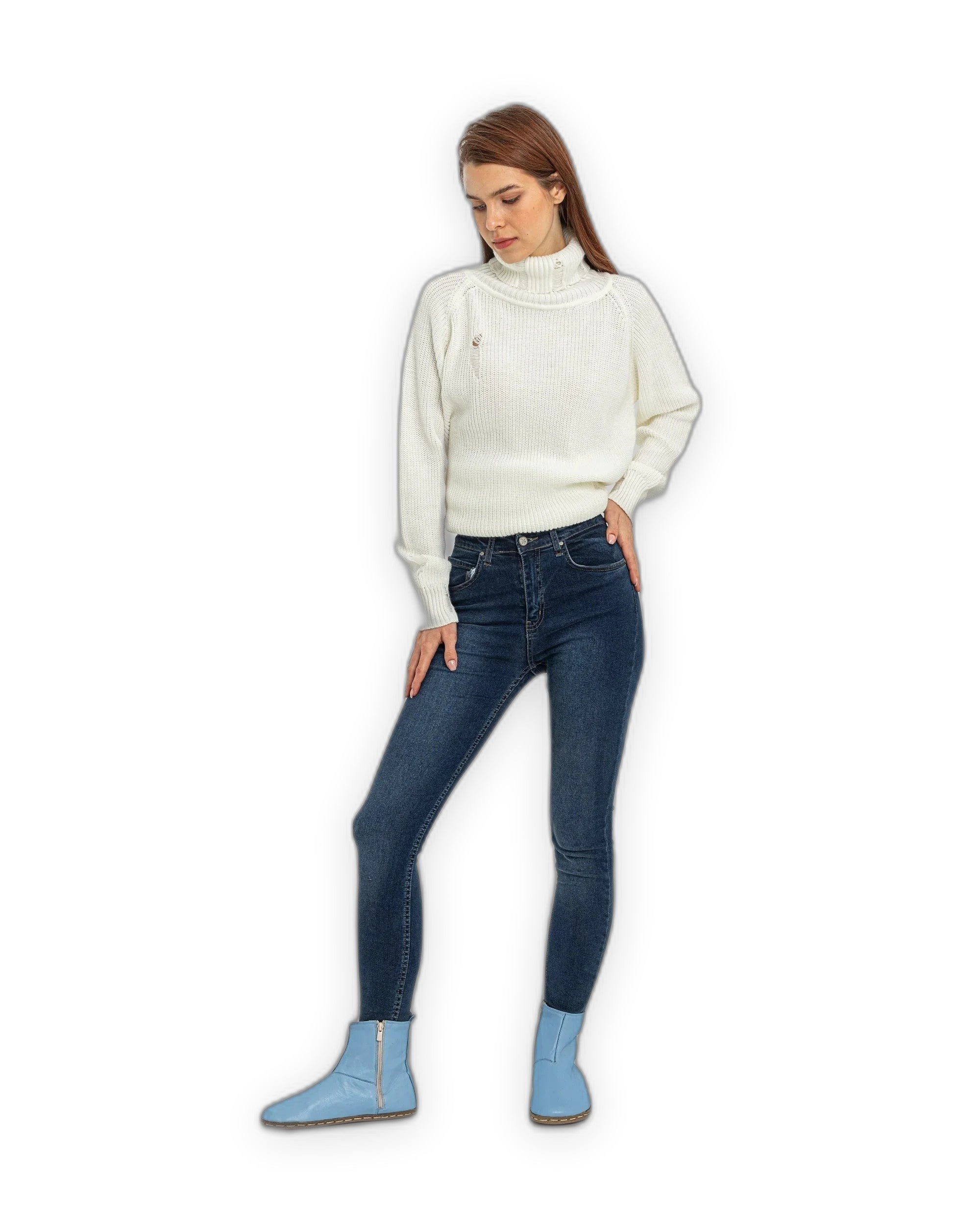 Back view Baby Blue Chelsea Boots - Calf Leather Handcrafted | Bespoky