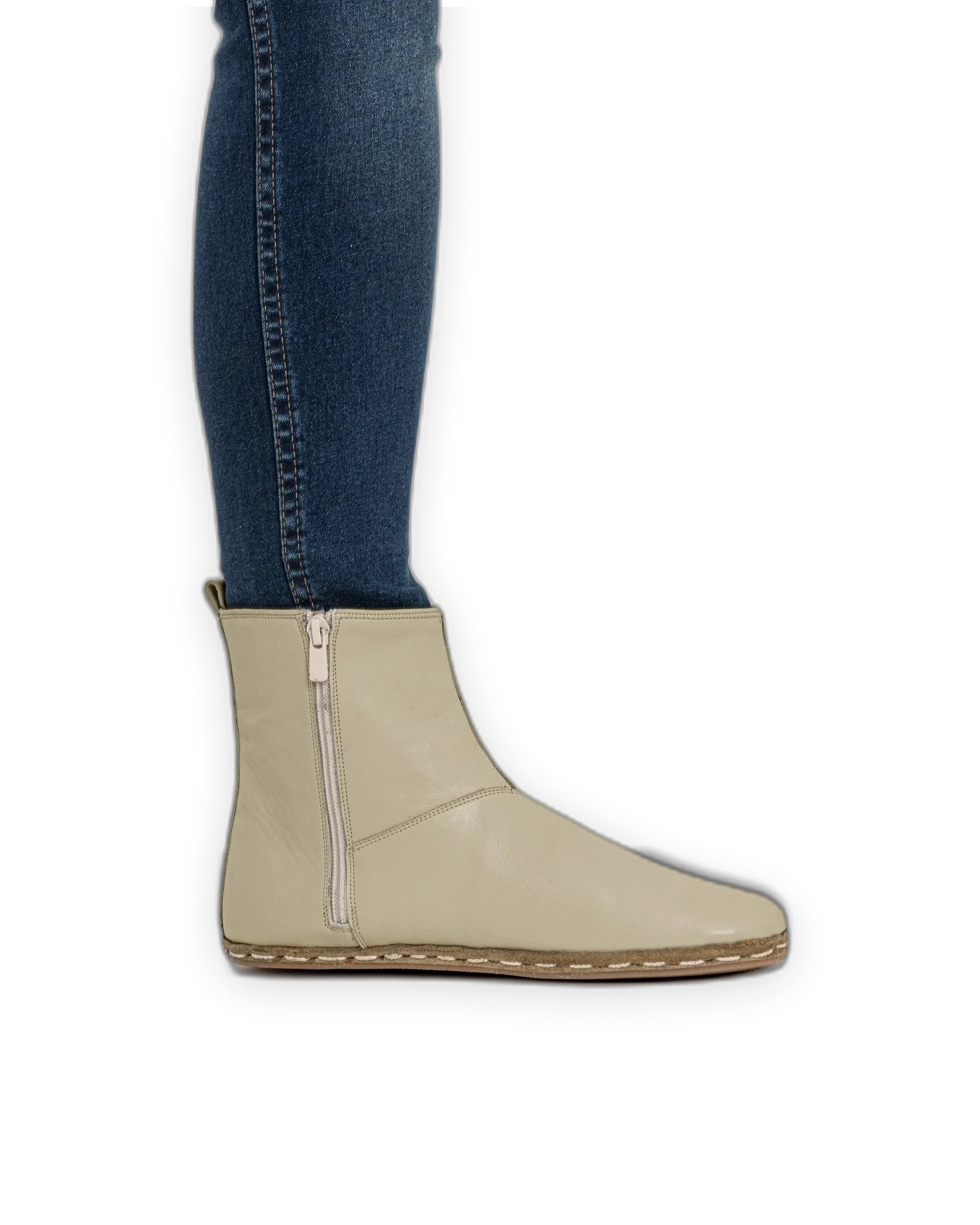 Side view Beige Chelsea Boots - Calf Leather Zero Drop | Bespoky