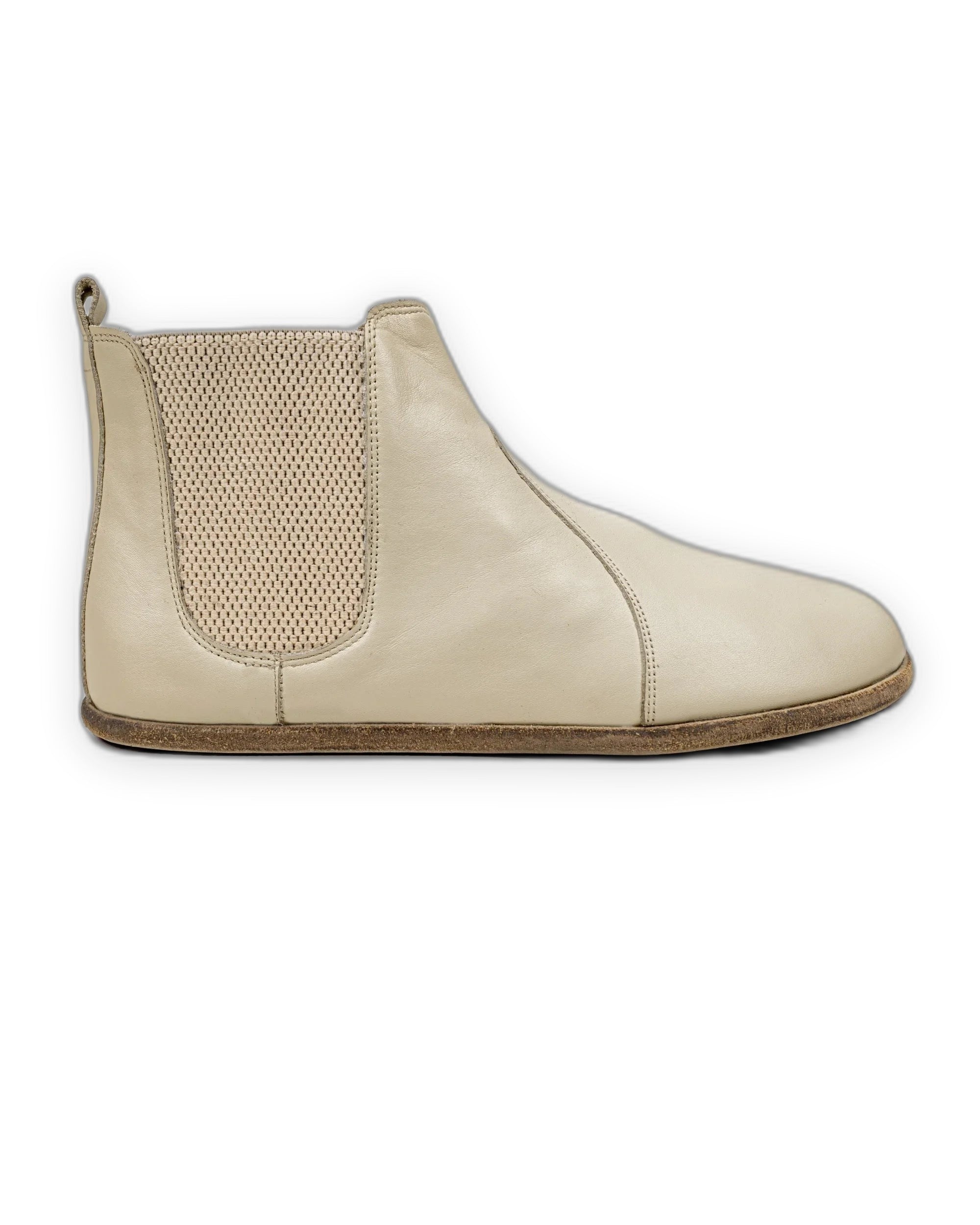 Pair Beige Chelsea Boots - Barefoot Wide Toe Calf Leather | Bespoky
