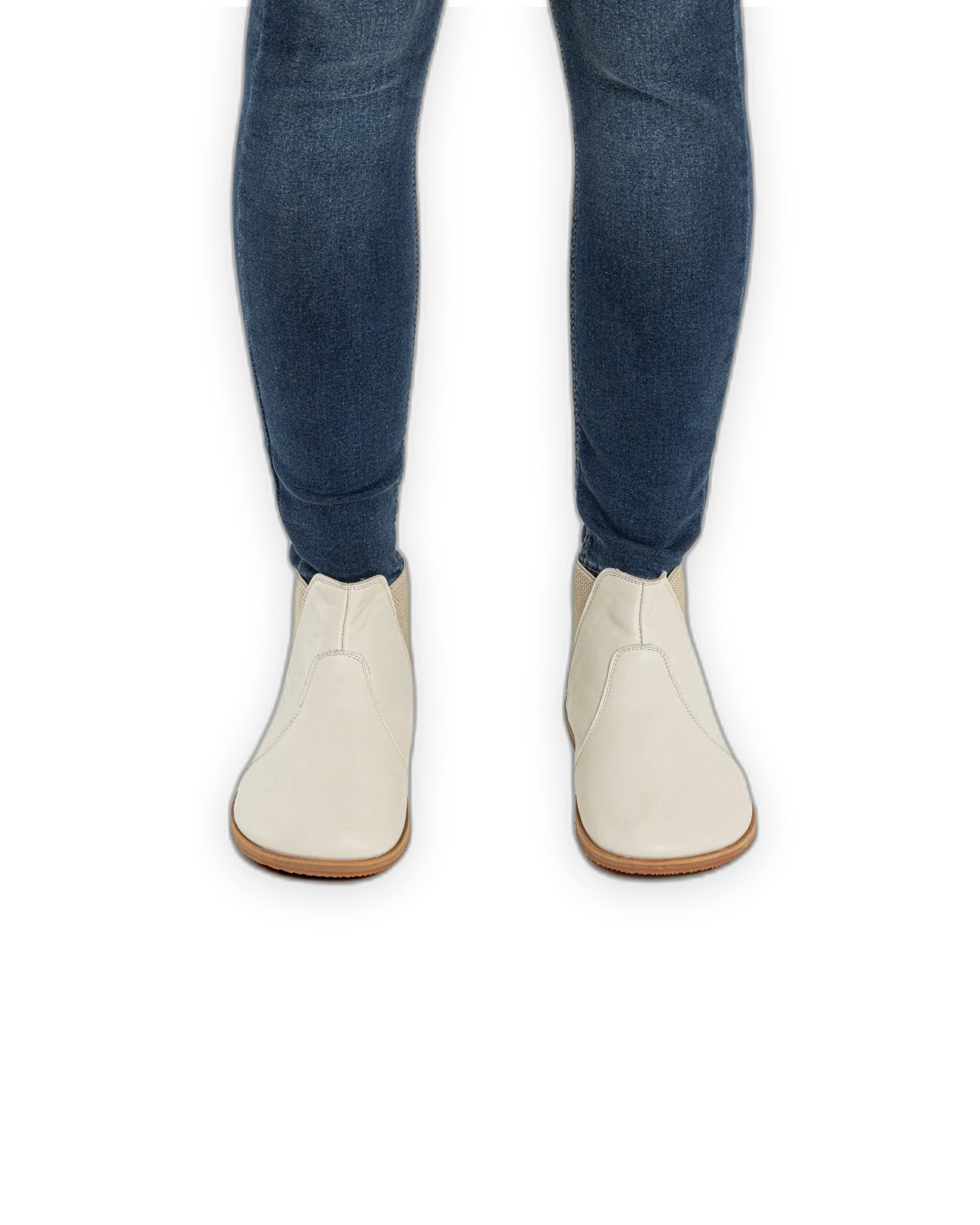 Pair Cream Chelsea Boots - Barefoot Wide Toe Calf Leather | Bespoky
