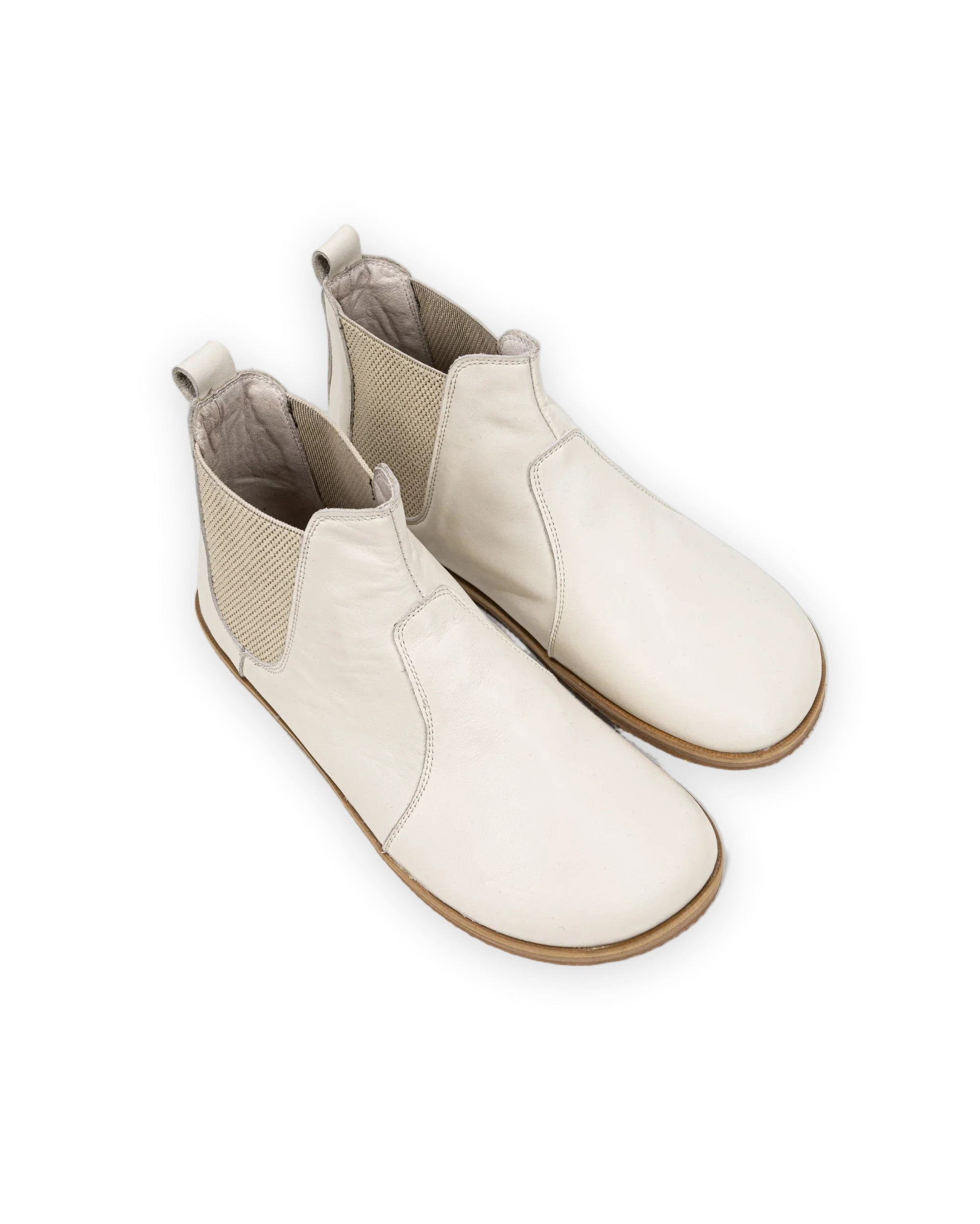Women's Cream Chelsea Boots - Handcrafted Calf Leather Wide Toe Box | Bespoky