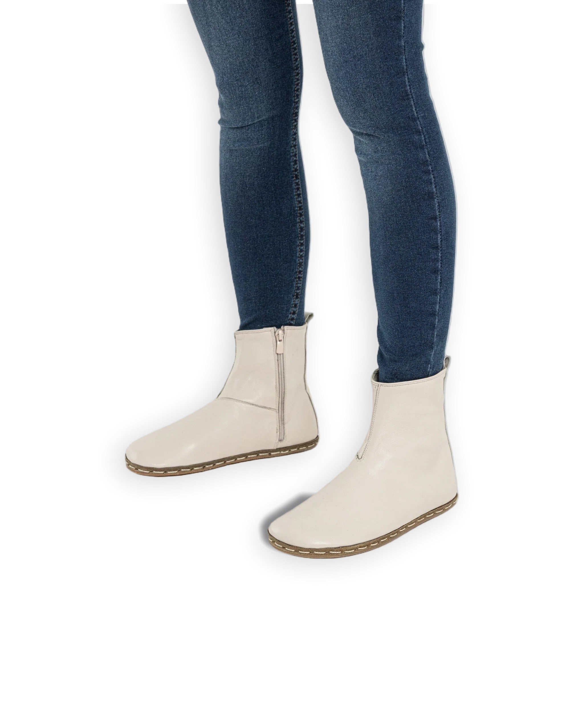 Women's Cream Chelsea Boots - Handcrafted Calf Leather Wide Toe Box | Bespoky