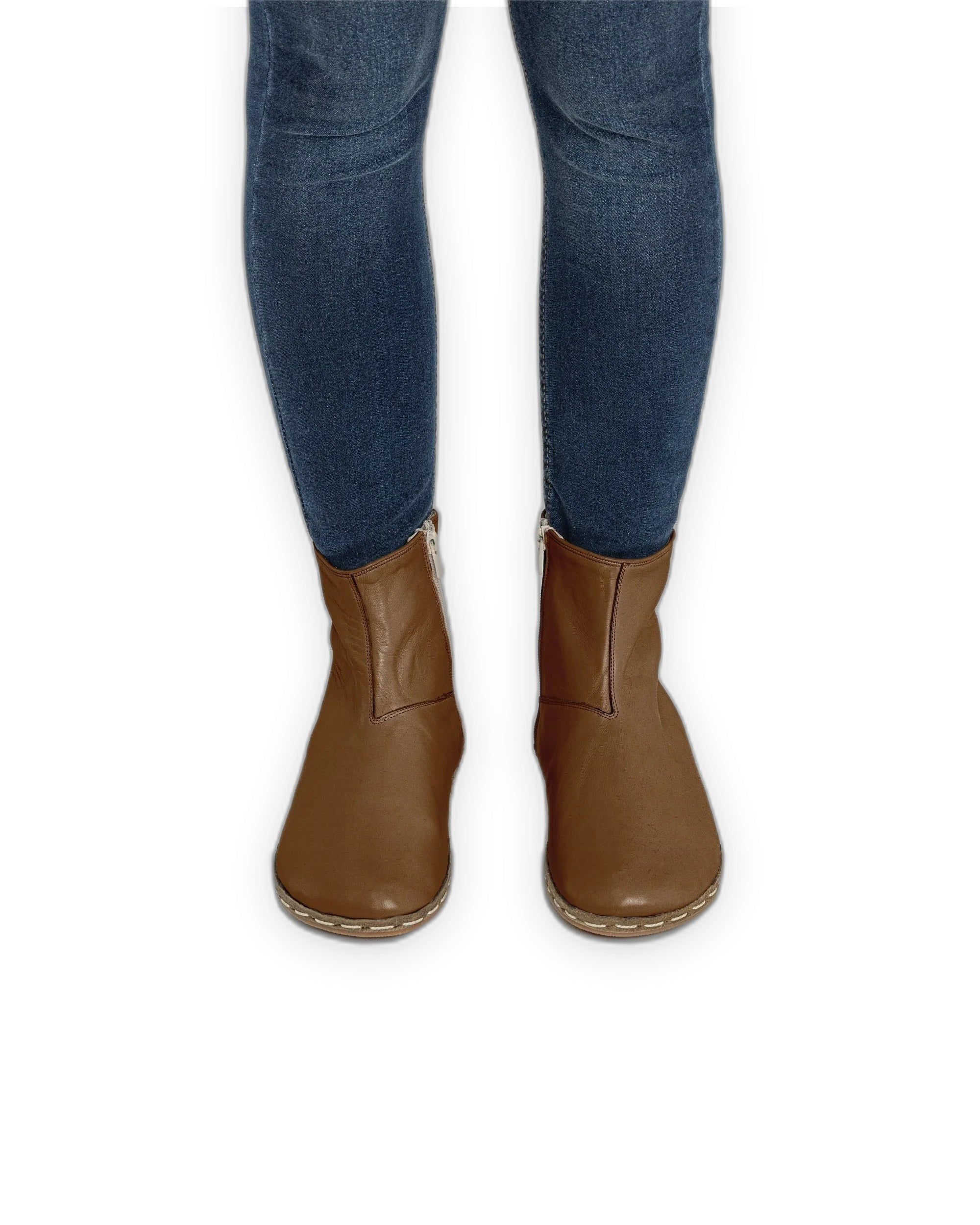 Women's Dark Tan Chelsea Boots - Handcrafted Calf Leather Wide Toe Box | Bespoky