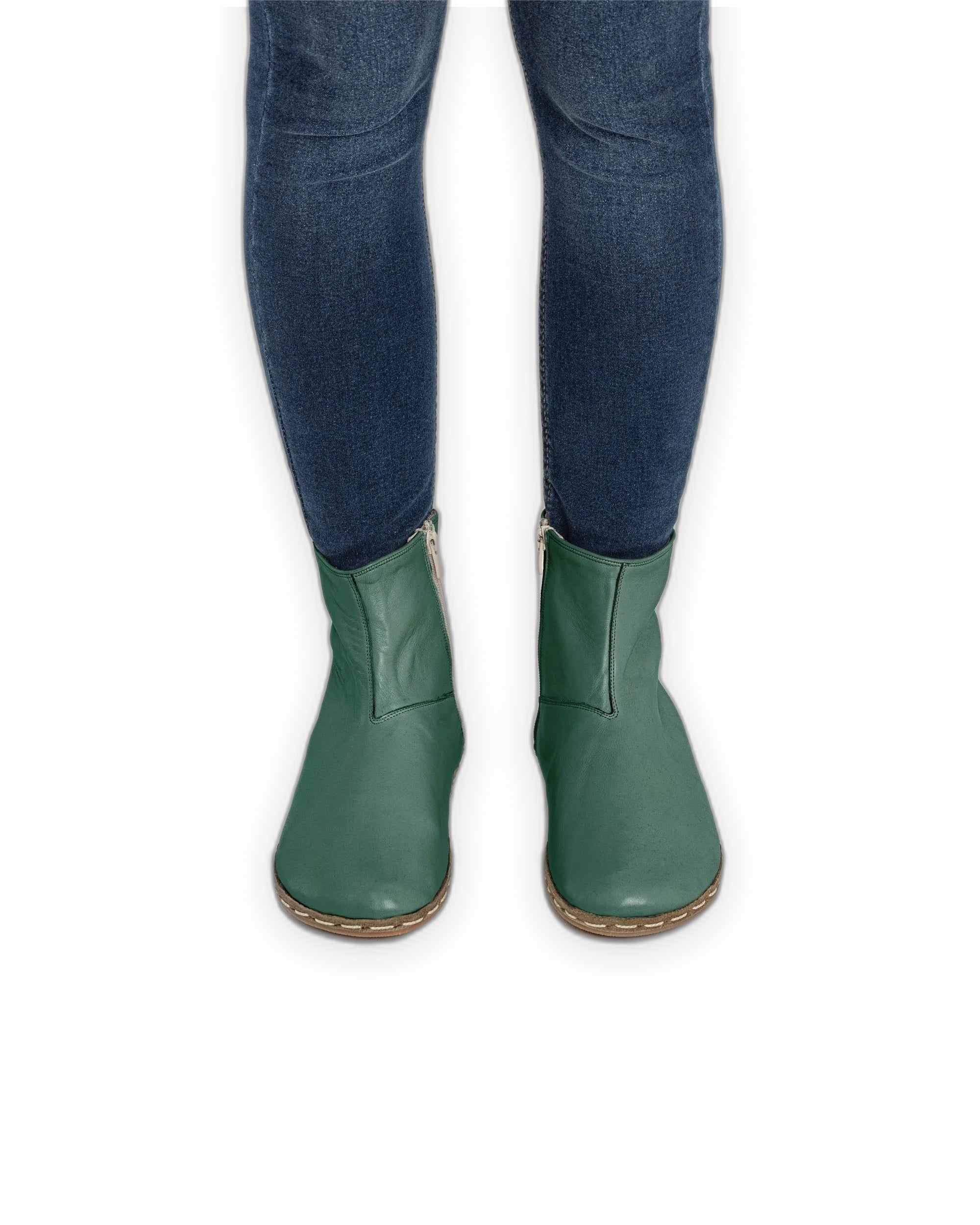 Pair Green Chelsea Boots - Barefoot Wide Toe Calf Leather | Bespoky
