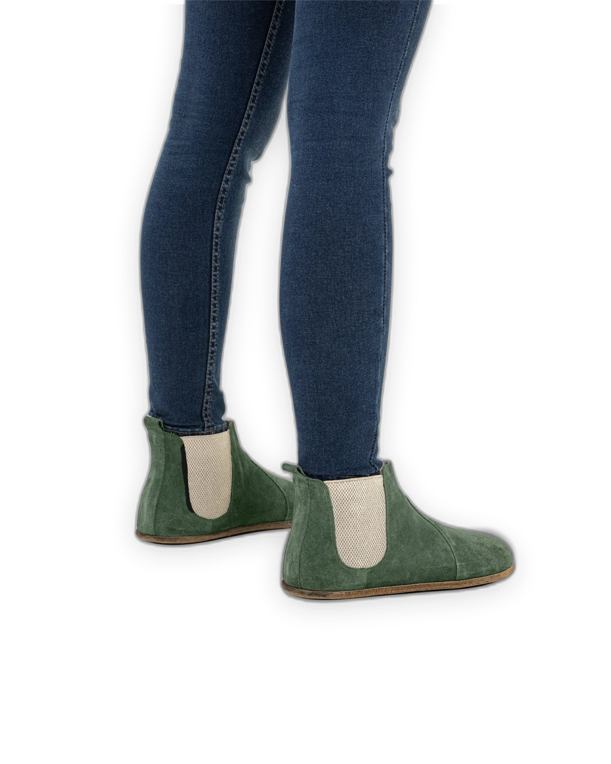 Pair Green Chelsea Boots - Barefoot Wide Toe Calf Leather | Bespoky
